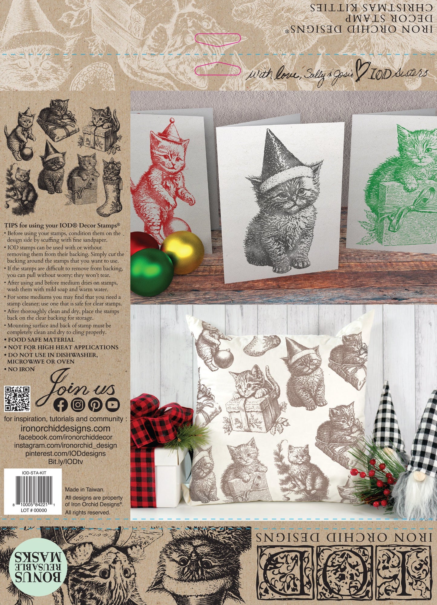 Christmas Kitties 12 x 12 IOD stamp - by Iron Orchid Designs Limited Holiday Release