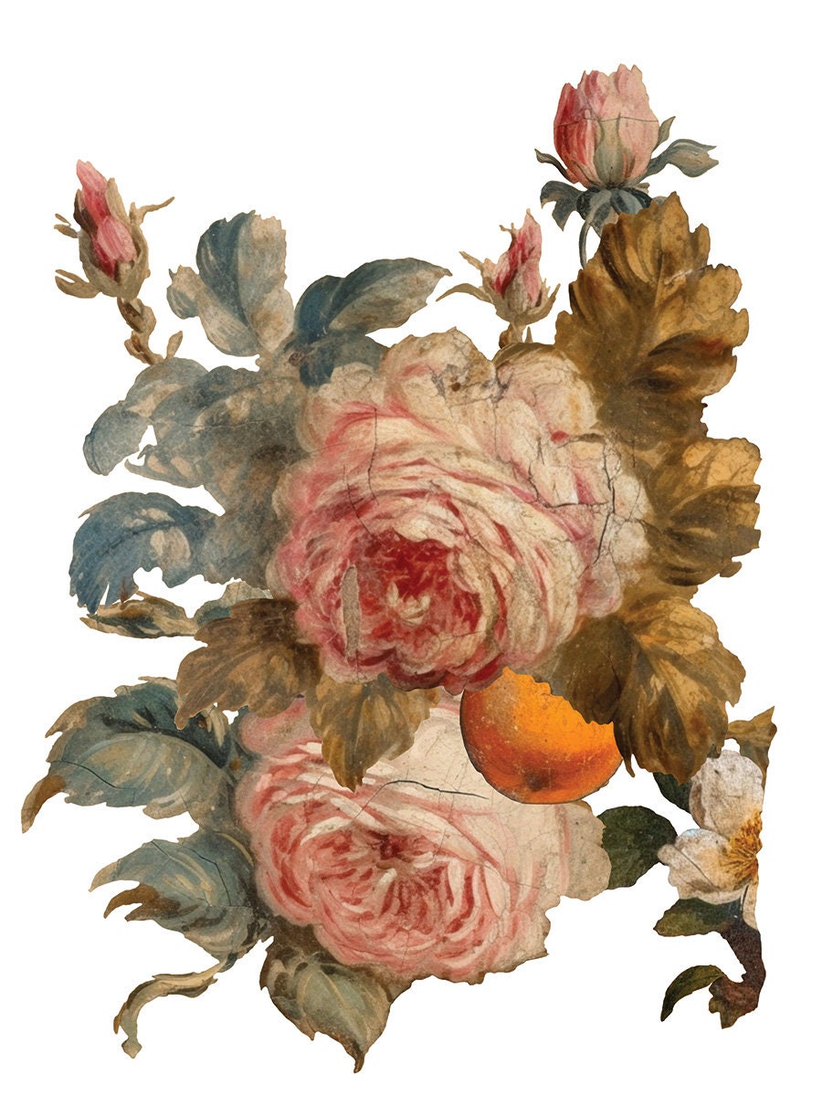 Joie Des Roses IOD Transfer Pad (8) 12 X 16 Sheets by Iron Orchid Designs Rub-On Furniture Transfer Decal