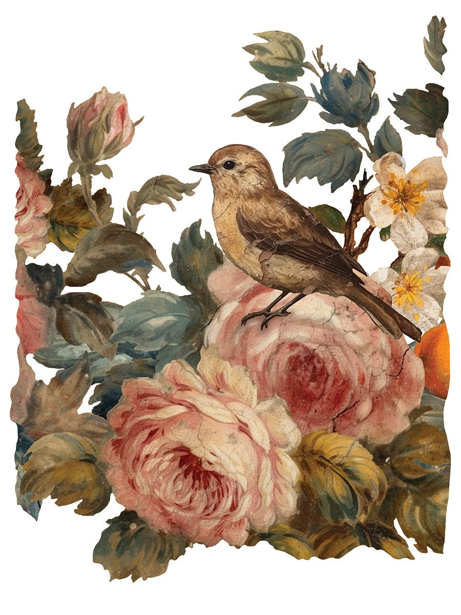 Joie Des Roses IOD Transfer Pad (8) 12 X 16 Sheets by Iron Orchid Designs Rub-On Furniture Transfer Decal