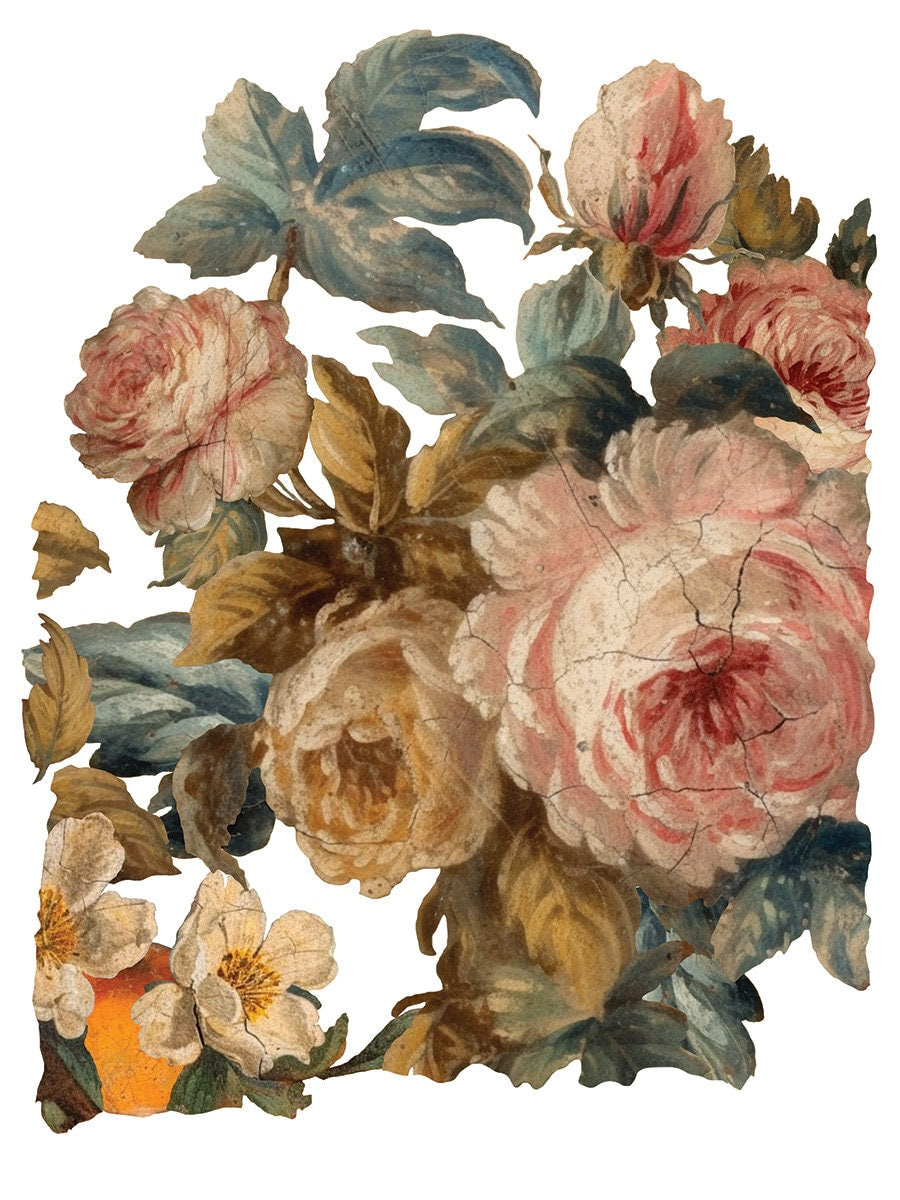 Joie Des Roses IOD Transfer Pad (8) 12 X 16 Sheets by Iron Orchid Designs Rub-On Furniture Transfer Decal