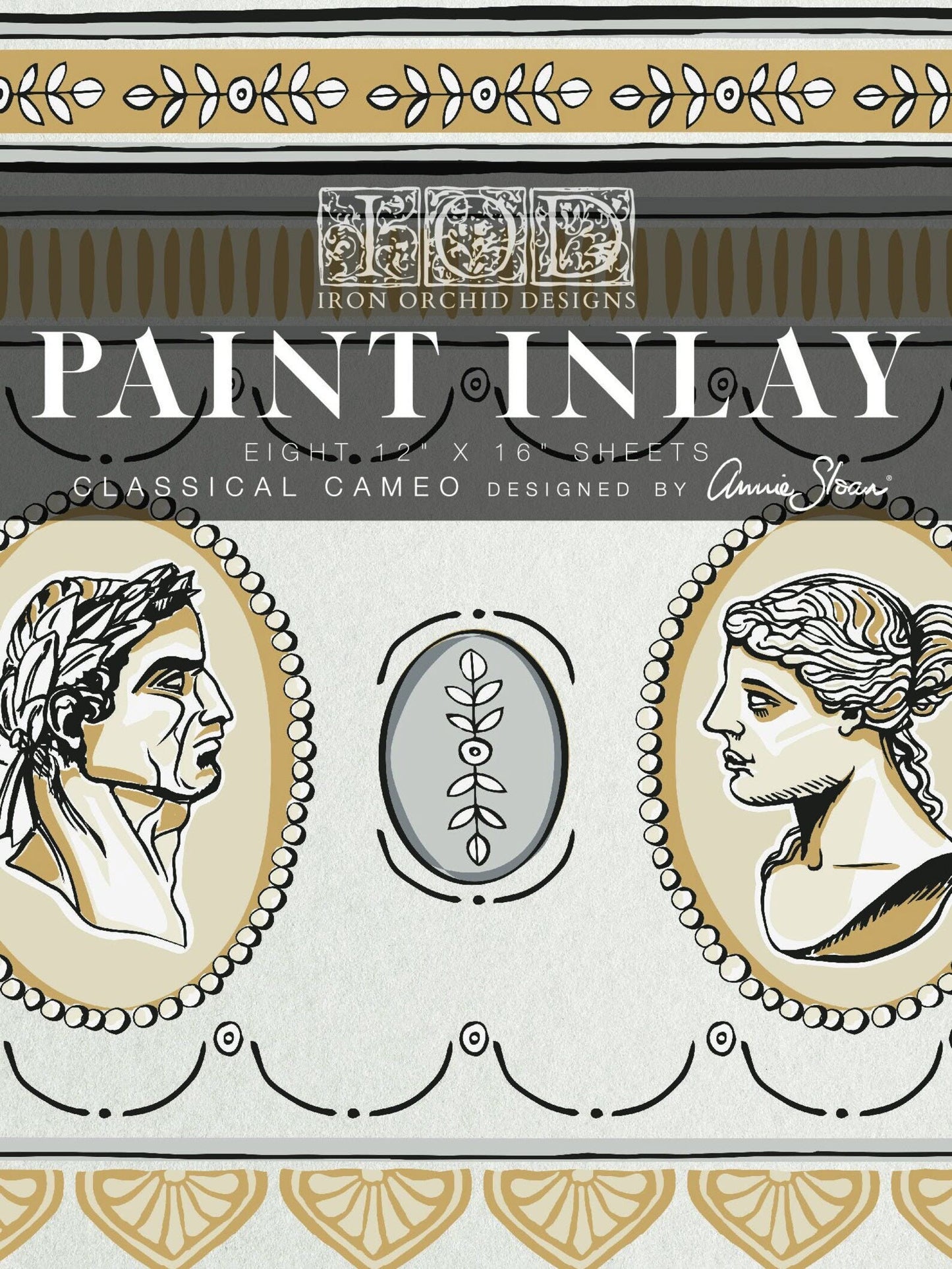 Classic Cameos  IOD Paint Inlay by Iron Orchid Design (8) 12 X 16 Sheets - Limited Release