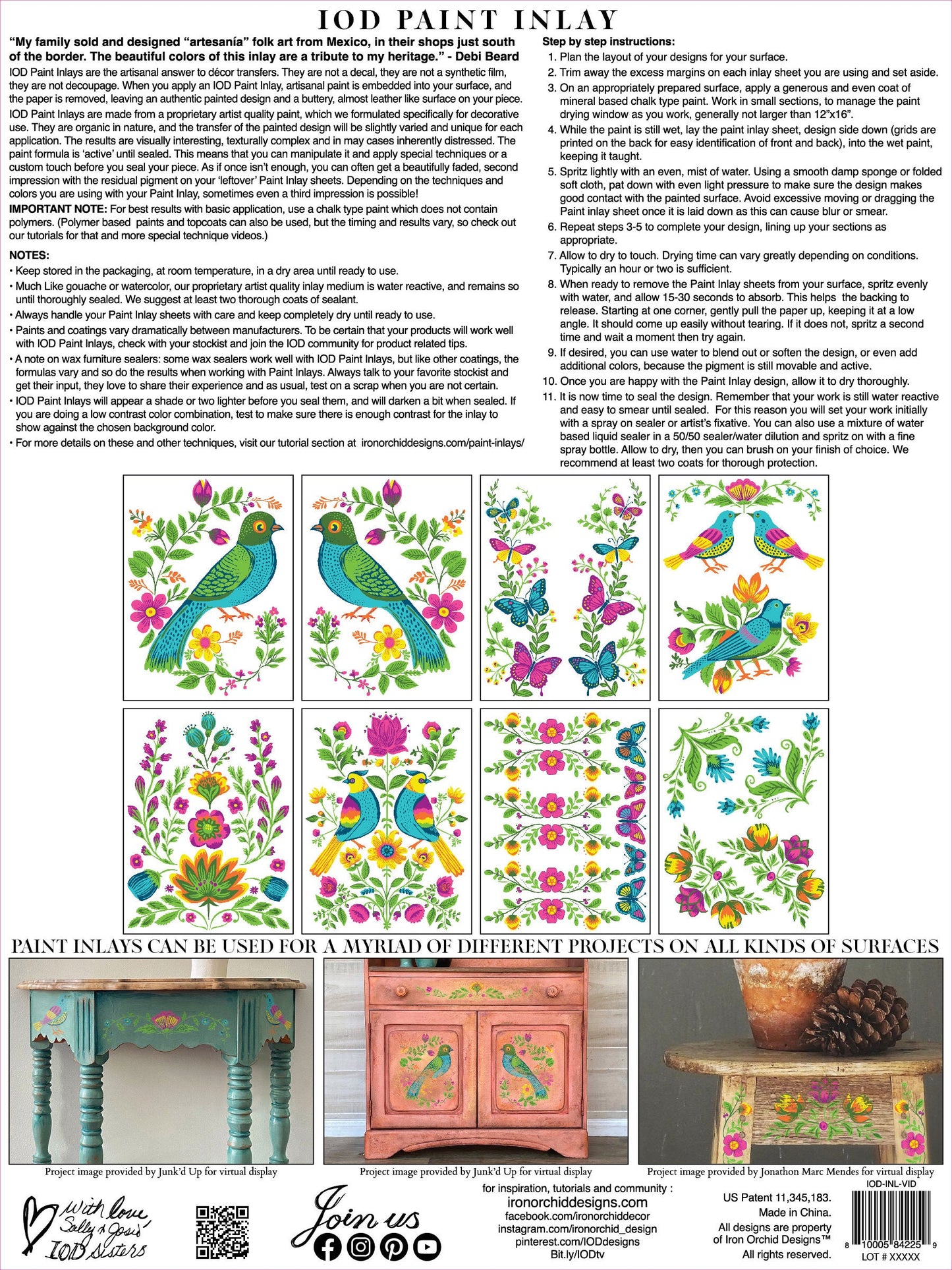 Vida Flora IOD Paint Inlay by Iron Orchid Design (8) 12 X 16 Sheets - Limited Release