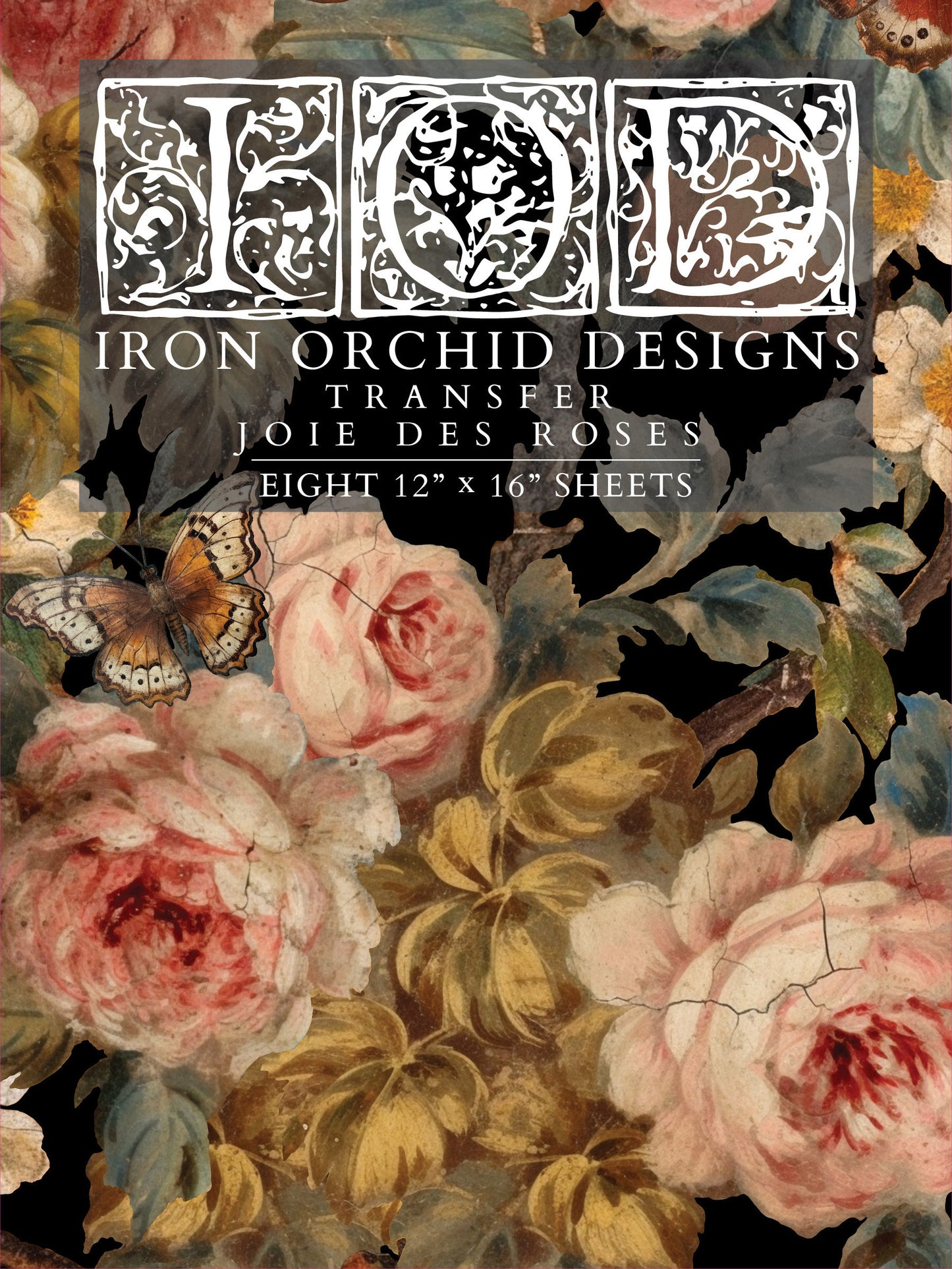 Joie Des Roses IOD Transfer Pad (8) 12 X 16 Sheets by Iron Orchid Designs Rub-On Furniture Transfer Decal