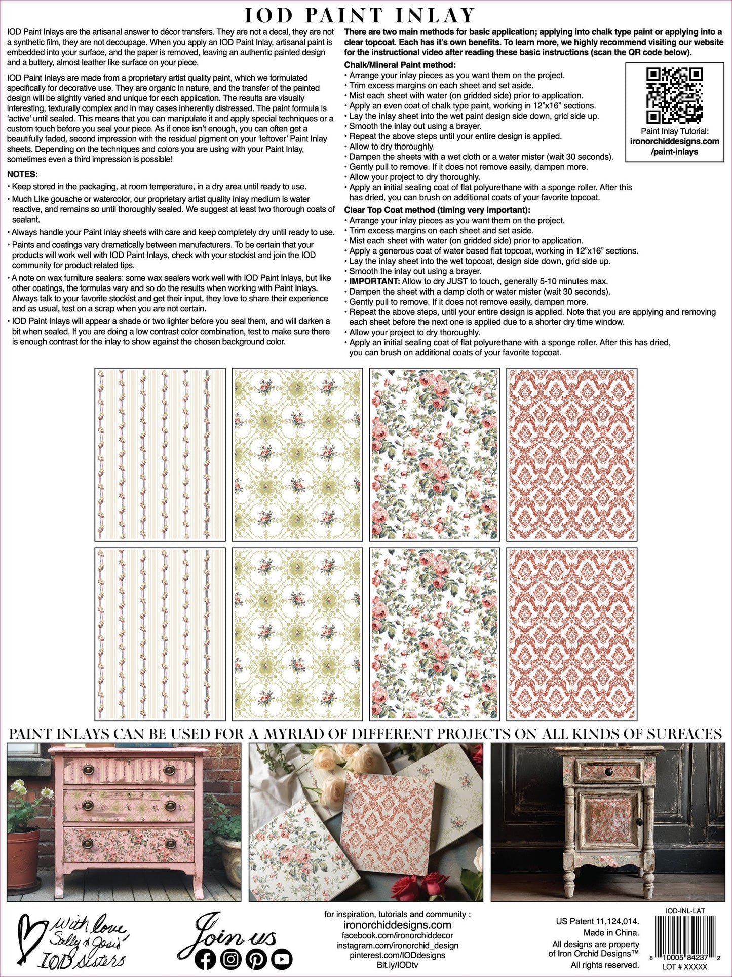 Lattice Rose IOD Paint Inlay by Iron Orchid Design (8) 12 X 16 Sheets - Limited Release