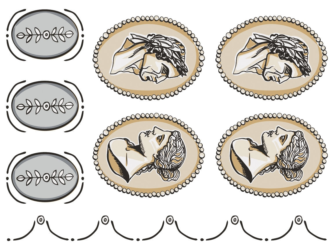 Classic Cameos  IOD Paint Inlay by Iron Orchid Design (8) 12 X 16 Sheets - Limited Release