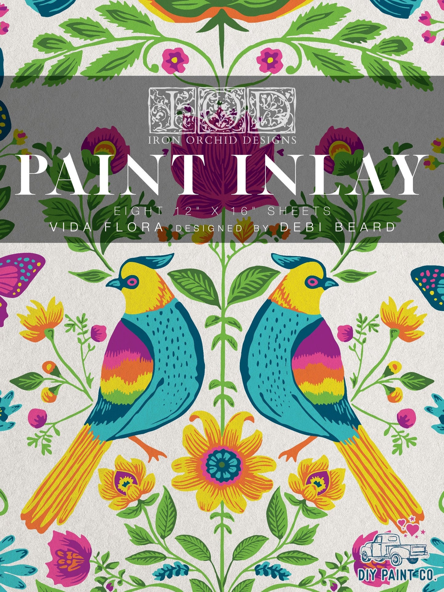 Vida Flora IOD Paint Inlay by Iron Orchid Design (8) 12 X 16 Sheets - Limited Release