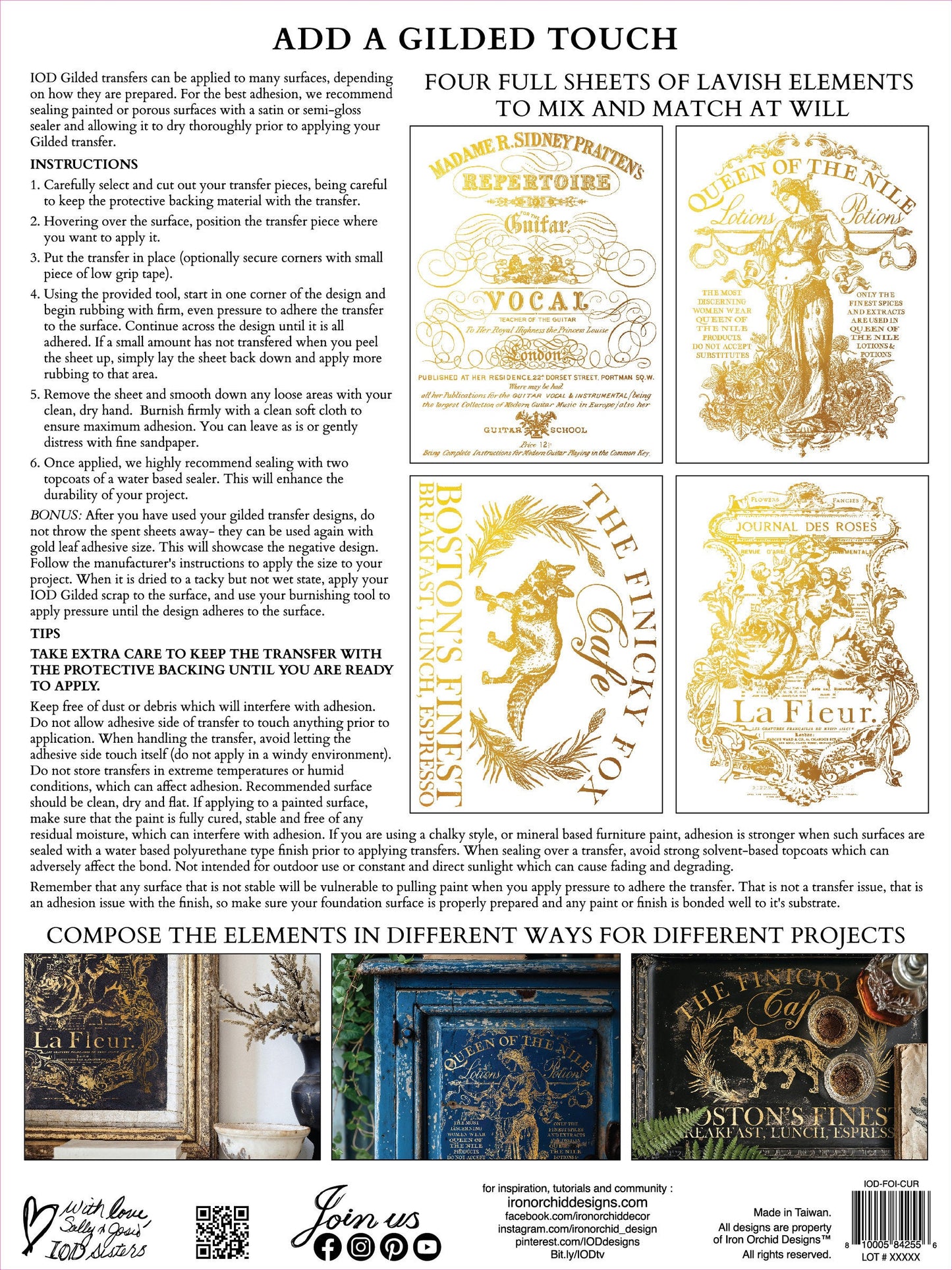 Curated Signage IOD Gold Foil Transfer Pad with (4) 12 X 16 Sheets by Iron Orchid Designs Rub-On Furniture Transfer Decal