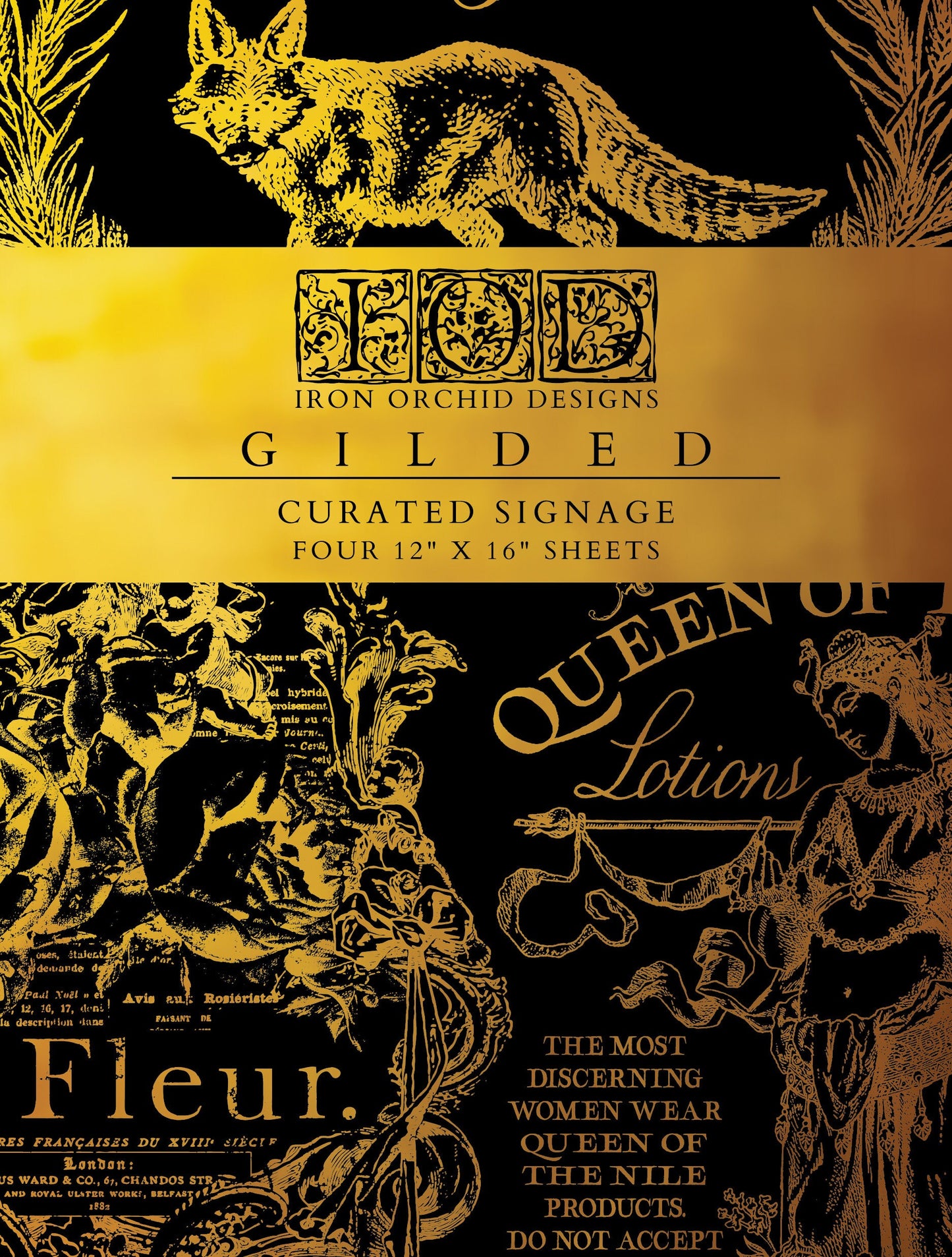 Curated Signage IOD Gold Foil Transfer Pad with (4) 12 X 16 Sheets by Iron Orchid Designs Rub-On Furniture Transfer Decal