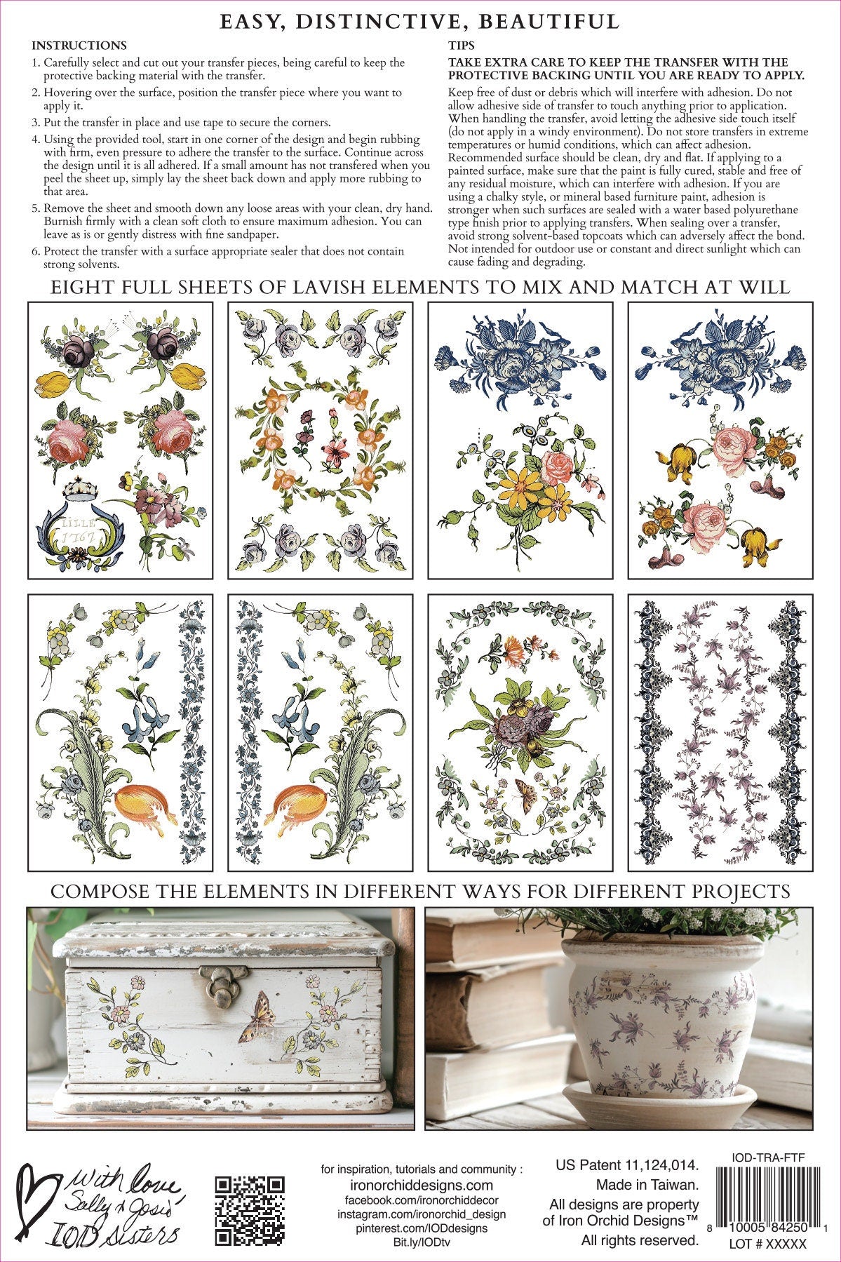 Fairytale Florals IOD Transfer Pad with (8) 8 x 12 Sheets by Iron Orchid Designs Rub-On Furniture Transfer Decal