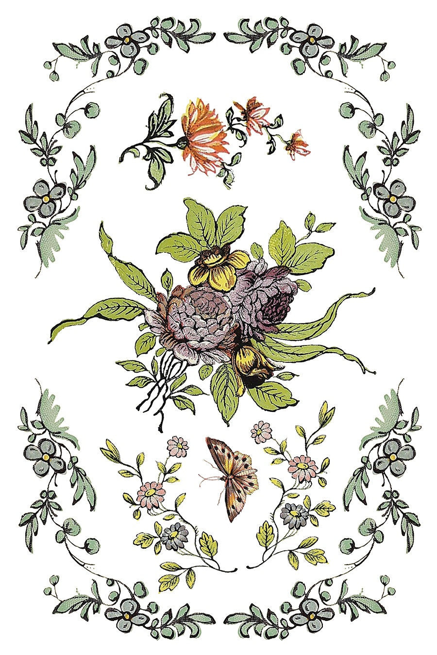 Fairytale Florals IOD Transfer Pad with (8) 8 x 12 Sheets by Iron Orchid Designs Rub-On Furniture Transfer Decal