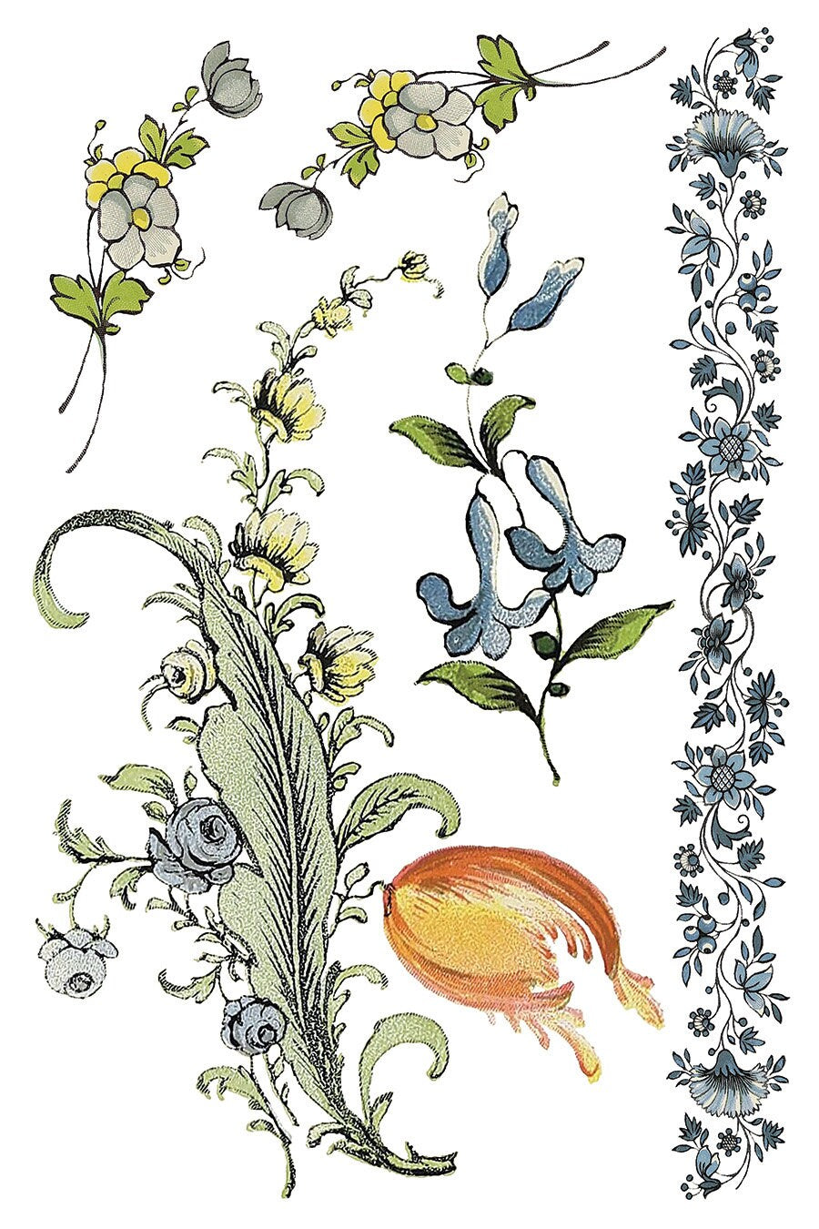 Fairytale Florals IOD Transfer Pad with (8) 8 x 12 Sheets by Iron Orchid Designs Rub-On Furniture Transfer Decal