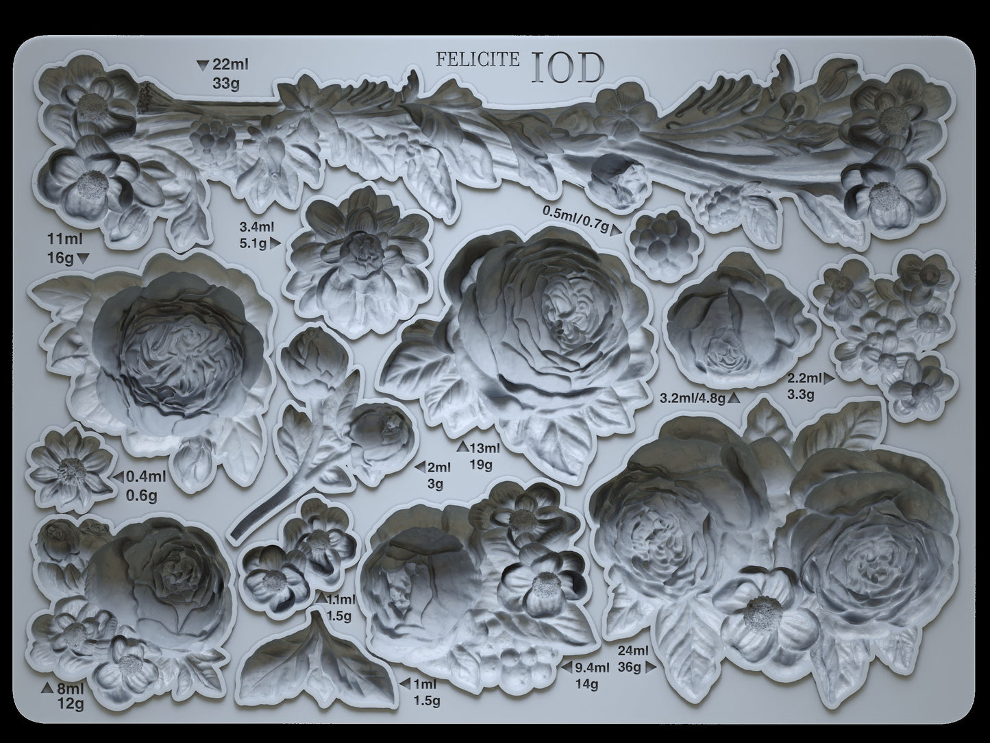 Felicite Mould IOD décor mould 5 x 7 - by Iron Orchid Designs