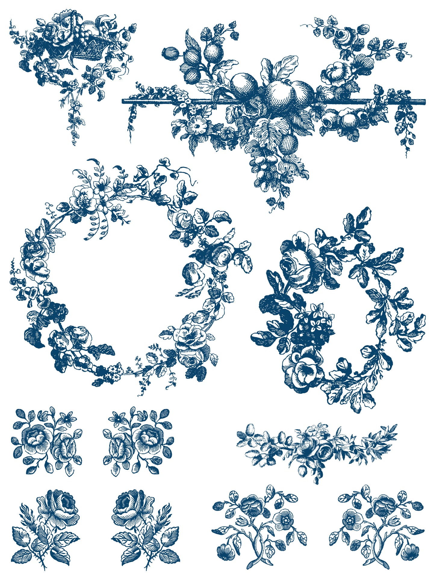 Delft Traditions Azure IOD Paint Inlay by Iron Orchid Design (8) 12 X 16 Sheets- Limited Release