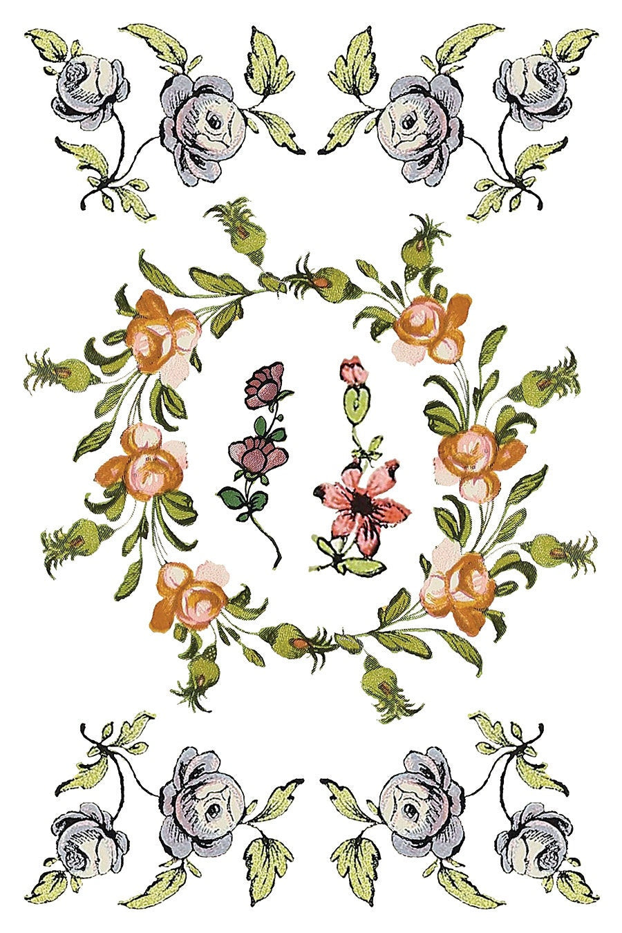 Fairytale Florals IOD Transfer Pad with (8) 8 x 12 Sheets by Iron Orchid Designs Rub-On Furniture Transfer Decal