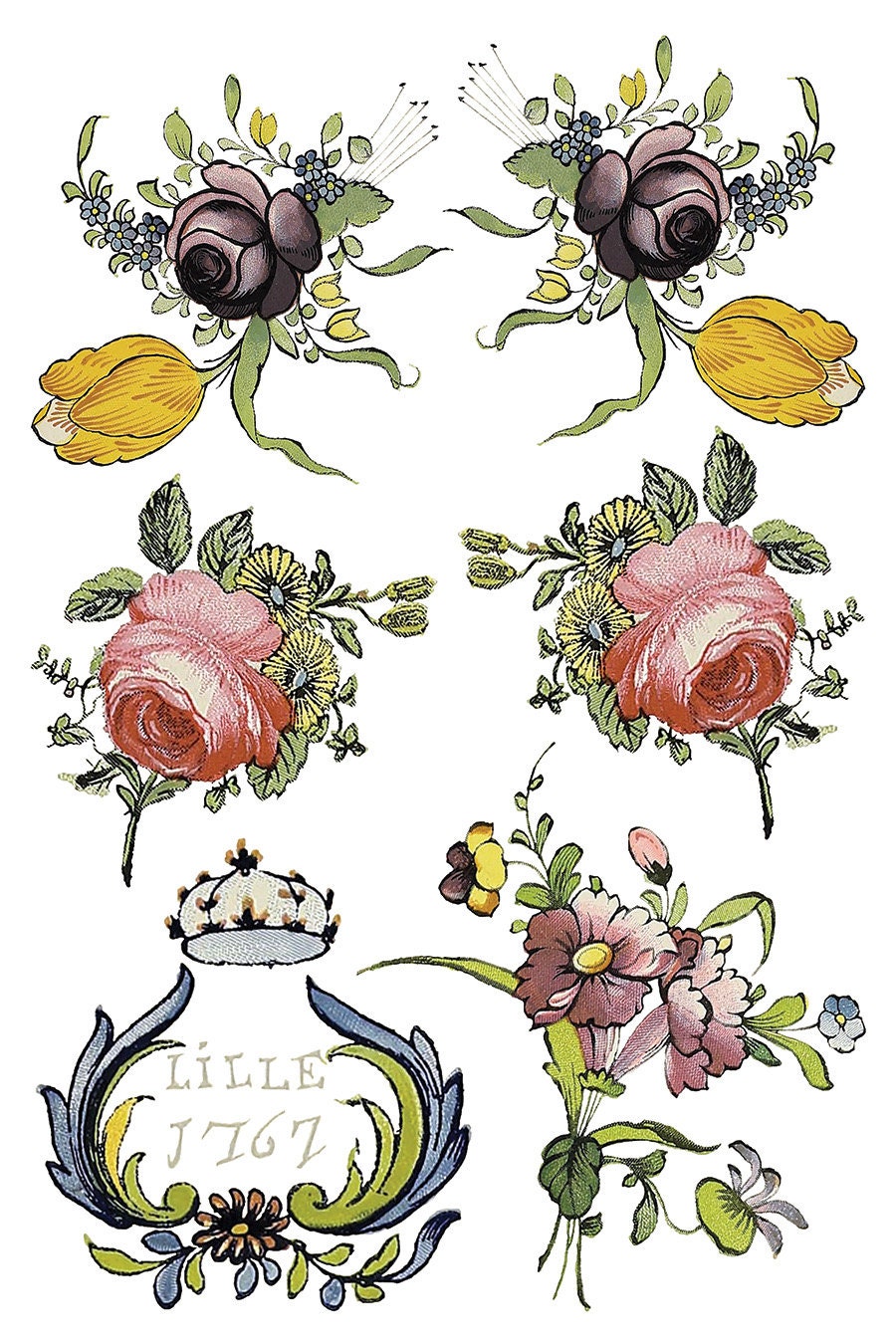Fairytale Florals IOD Transfer Pad with (8) 8 x 12 Sheets by Iron Orchid Designs Rub-On Furniture Transfer Decal