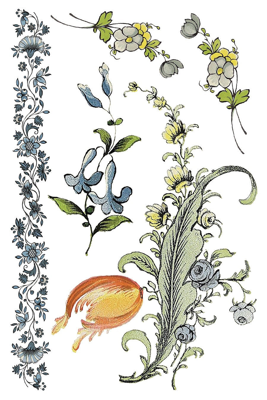 Fairytale Florals IOD Transfer Pad with (8) 8 x 12 Sheets by Iron Orchid Designs Rub-On Furniture Transfer Decal
