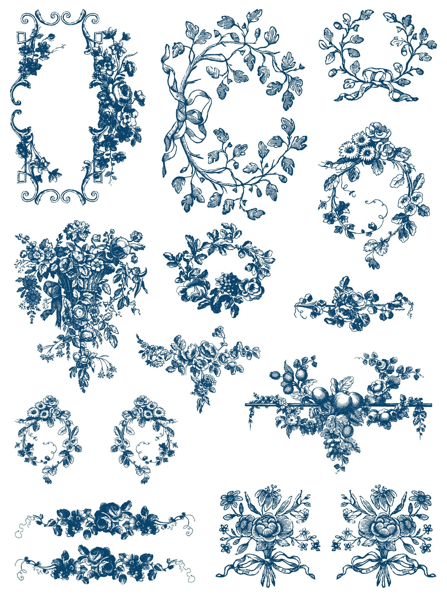 Delft Traditions Azure IOD Paint Inlay by Iron Orchid Design (8) 12 X 16 Sheets- Limited Release