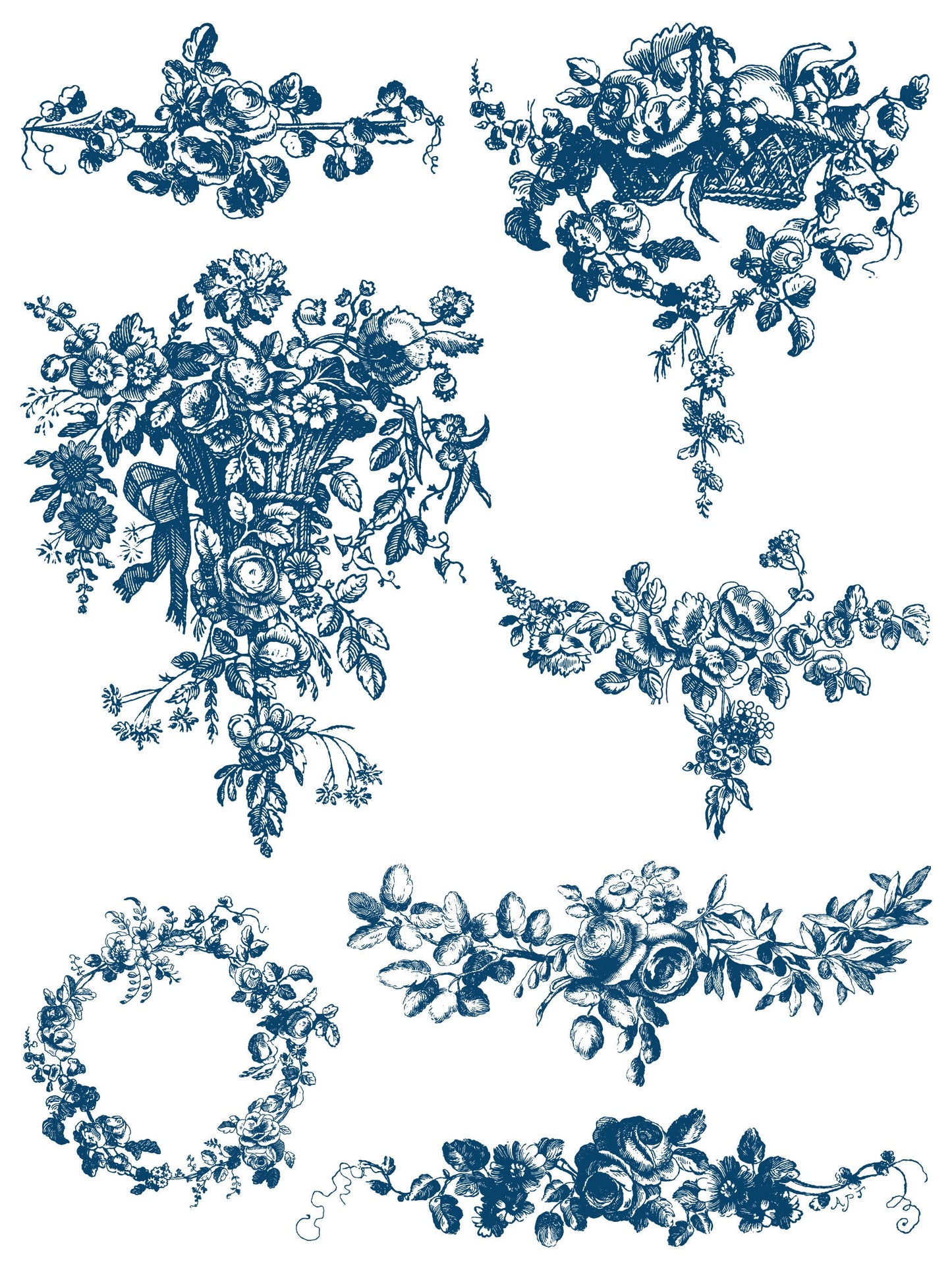Delft Traditions Azure IOD Paint Inlay by Iron Orchid Design (8) 12 X 16 Sheets- Limited Release