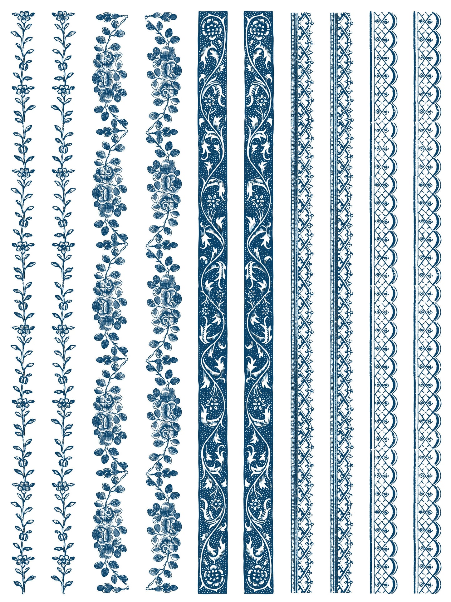 Delft Traditions Azure IOD Paint Inlay by Iron Orchid Design (8) 12 X 16 Sheets- Limited Release