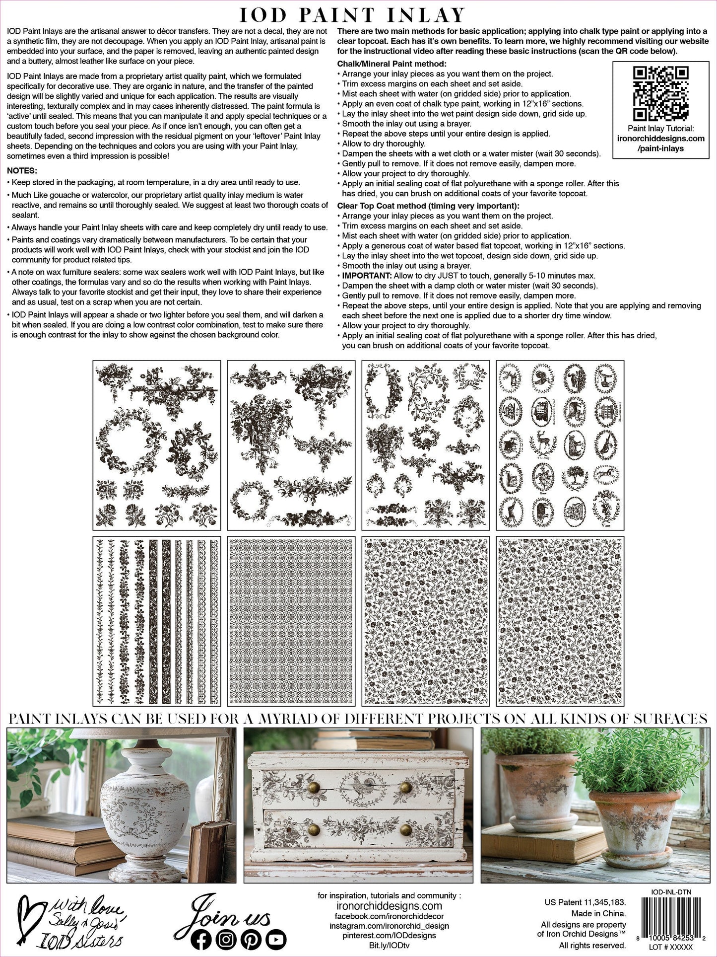 Delft Traditions Noir IOD Paint Inlay by Iron Orchid Design (8) 12 X 16 Sheets - Limited Release