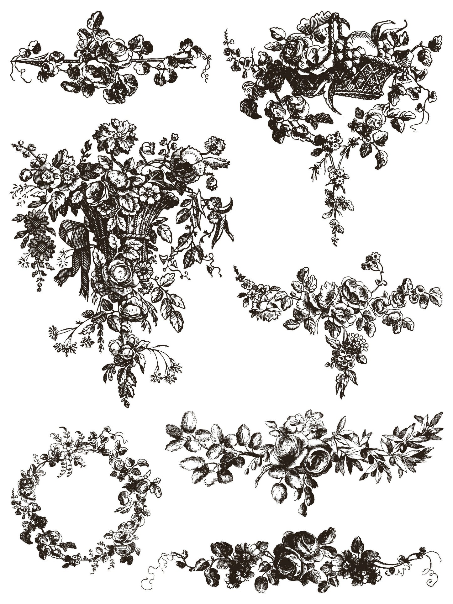 Delft Traditions Noir IOD Paint Inlay by Iron Orchid Design (8) 12 X 16 Sheets - Limited Release