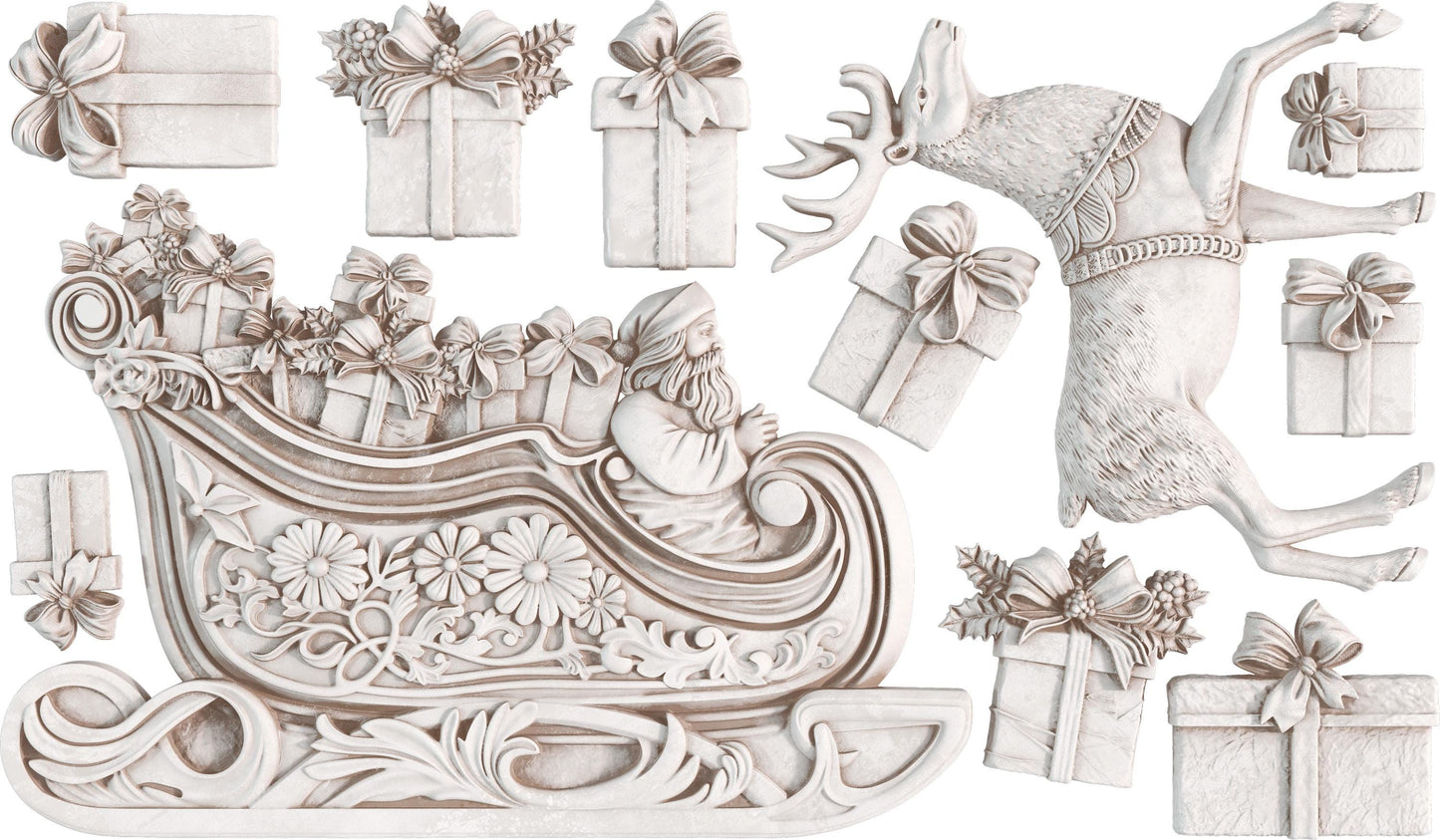 Santas Sleigh IOD decor mould 6 x 10 - by Iron Orchid Designs - Limited Holiday Release