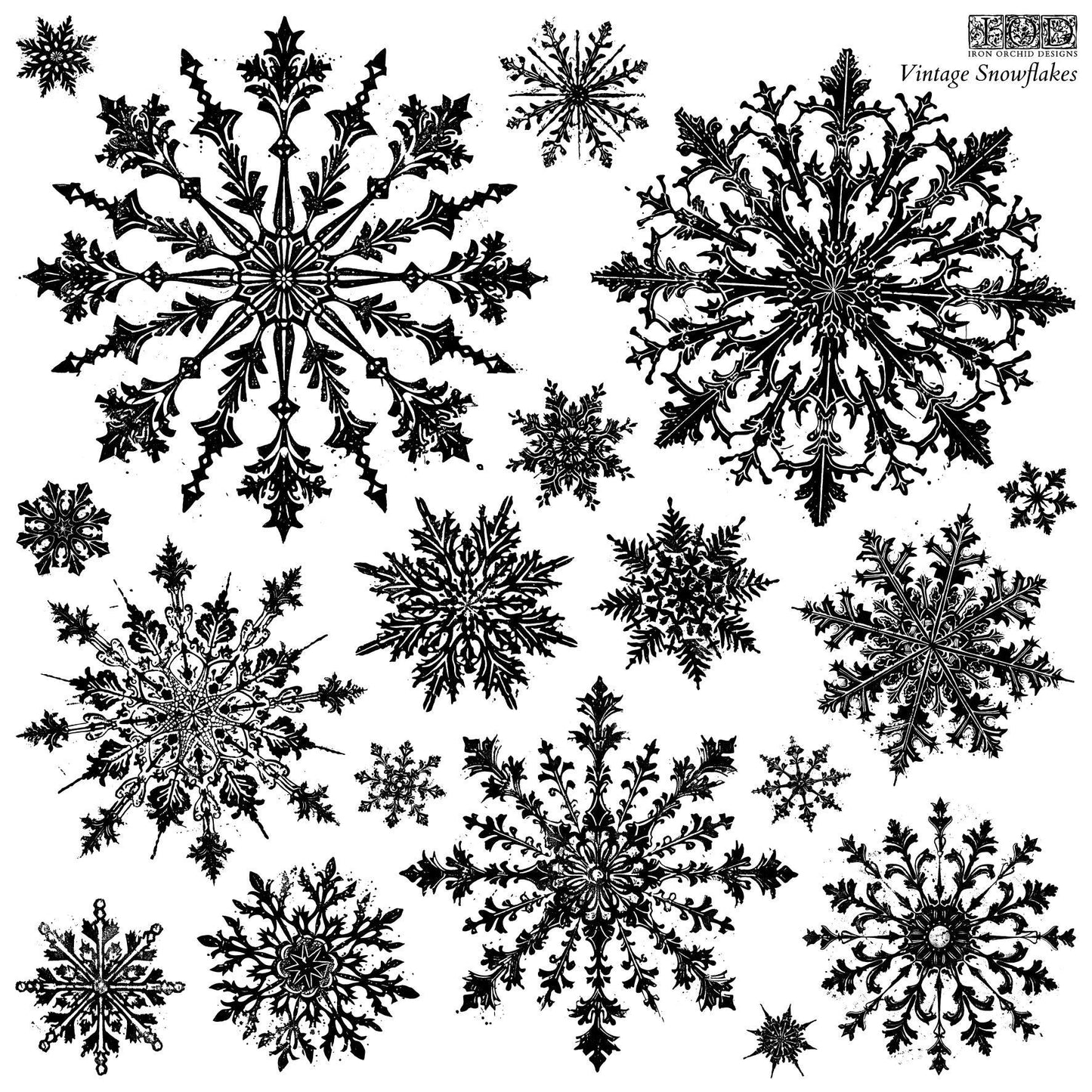 Vintage Snowflakes 12 X 12  IOD stamp  - by Iron Orchid Designs - Limited Holiday Release