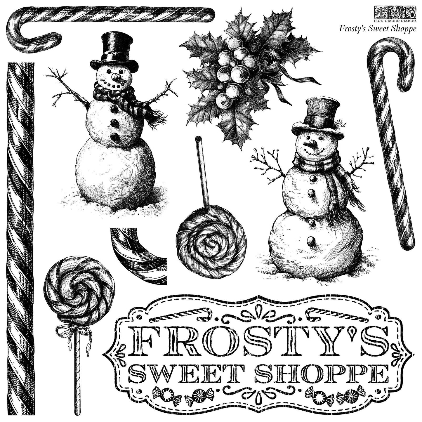 Frosty’s Sweet Shoppe 12 X 12  IOD stamp  - by Iron Orchid Designs -Limited Holiday Release