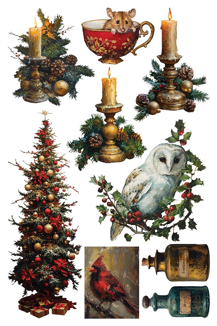 Crimson Velvet IOD Transfer Pad with (8) 8 x 12 Sheets by Iron Orchid Designs Rub-On Furniture Transfer Decal - Limited Holiday Release