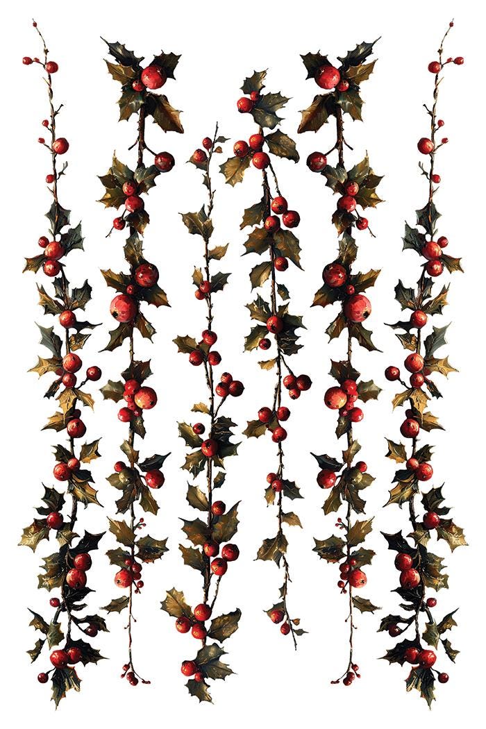 Crimson Velvet IOD Transfer Pad with (8) 8 x 12 Sheets by Iron Orchid Designs Rub-On Furniture Transfer Decal - Limited Holiday Release