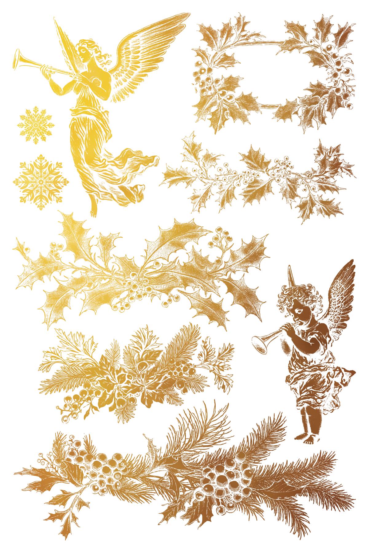 Tinsel IOD Gold Foil Transfer Pad with (8) 8 x 12 Sheets by Iron Orchid Designs Rub-On Furniture Transfer Decal - Limited Holiday Release