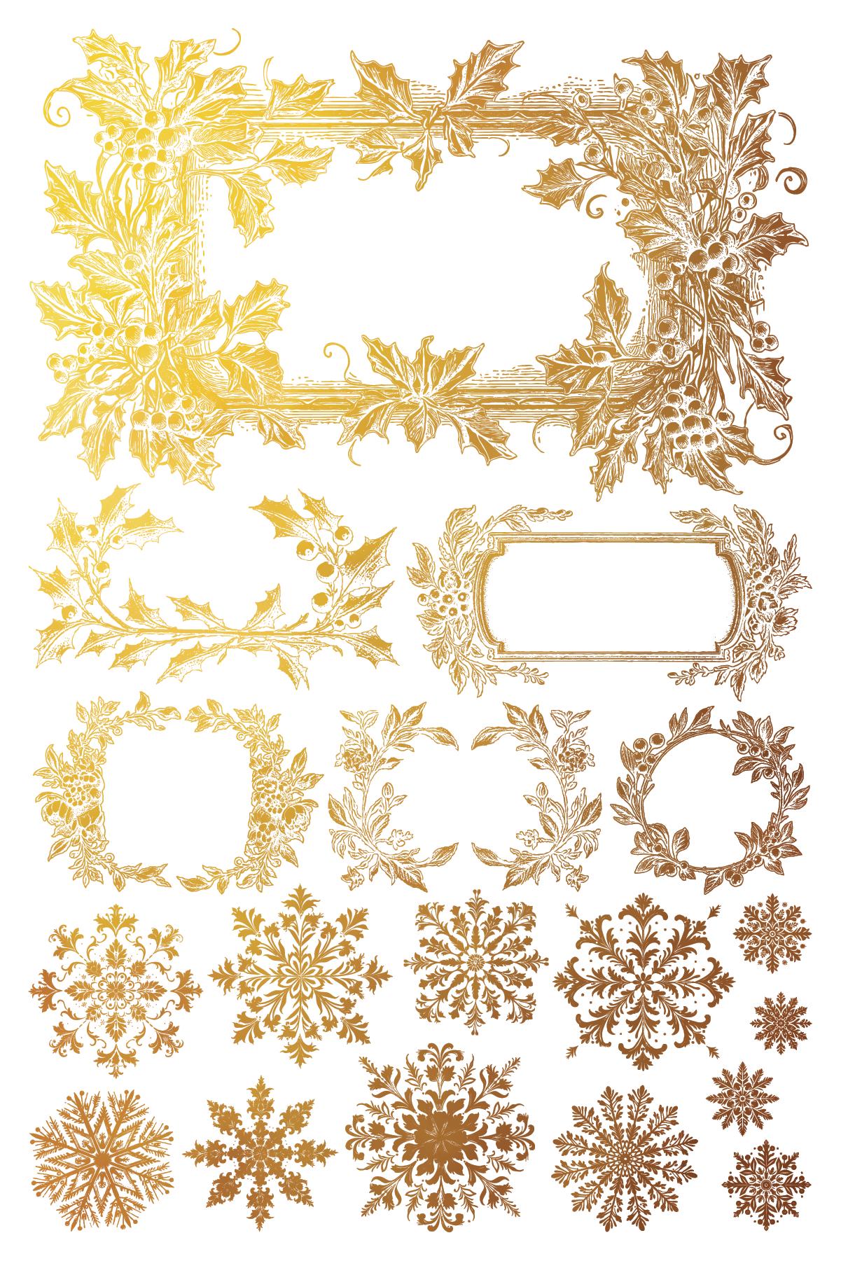 Tinsel IOD Gold Foil Transfer Pad with (8) 8 x 12 Sheets by Iron Orchid Designs Rub-On Furniture Transfer Decal - Limited Holiday Release
