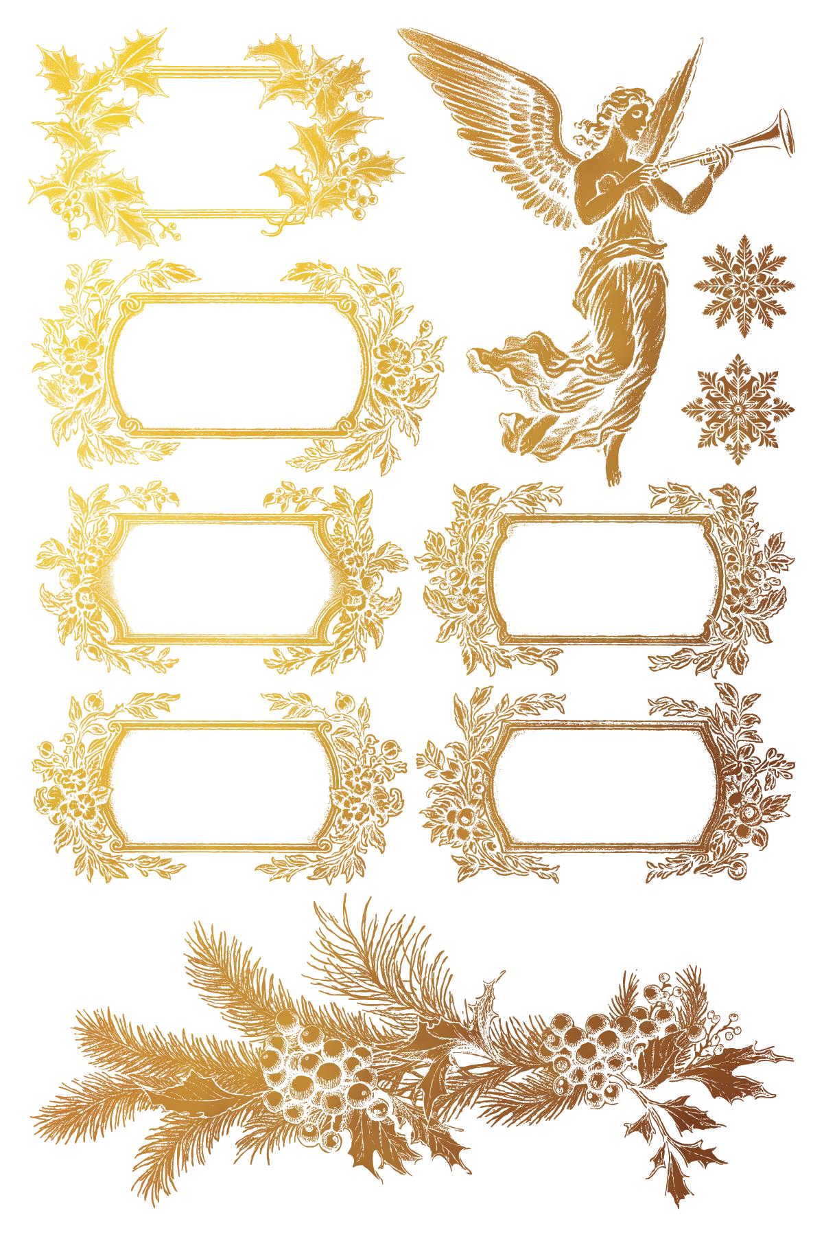 Tinsel IOD Gold Foil Transfer Pad with (8) 8 x 12 Sheets by Iron Orchid Designs Rub-On Furniture Transfer Decal - Limited Holiday Release