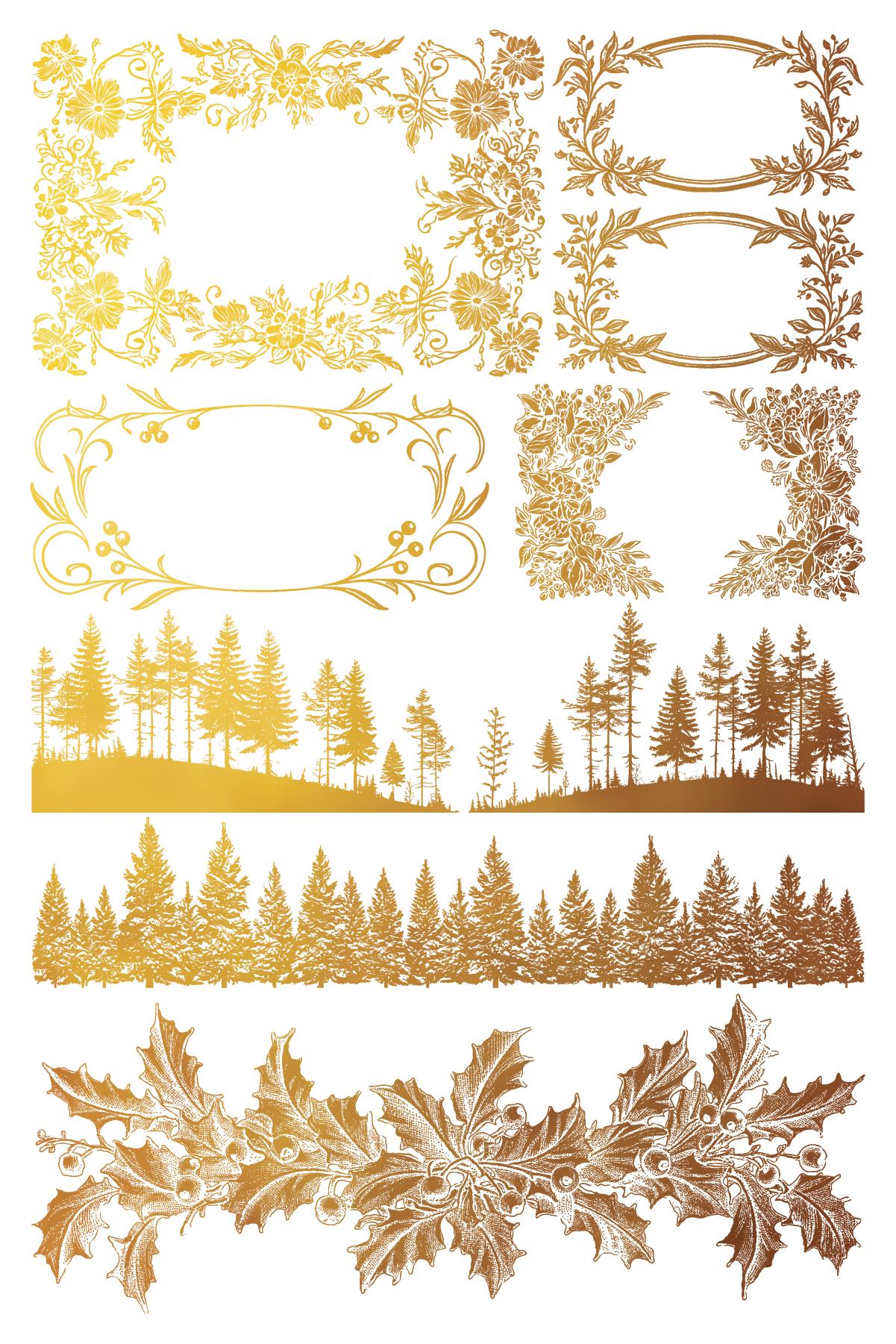 Tinsel IOD Gold Foil Transfer Pad with (8) 8 x 12 Sheets by Iron Orchid Designs Rub-On Furniture Transfer Decal - Limited Holiday Release