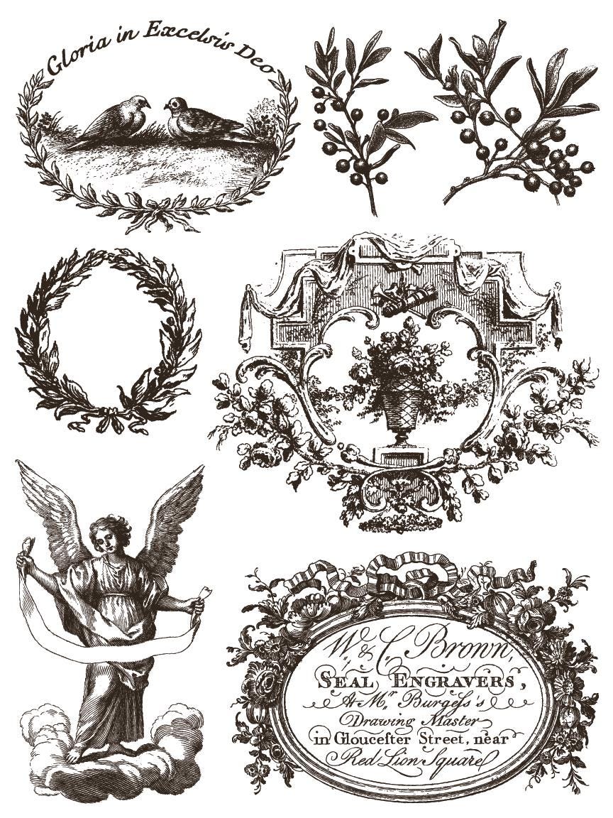 Gloria IOD Paint Inlay by Iron Orchid Design (8) 12 X 16 Sheets - Limited Holiday Christmas Release