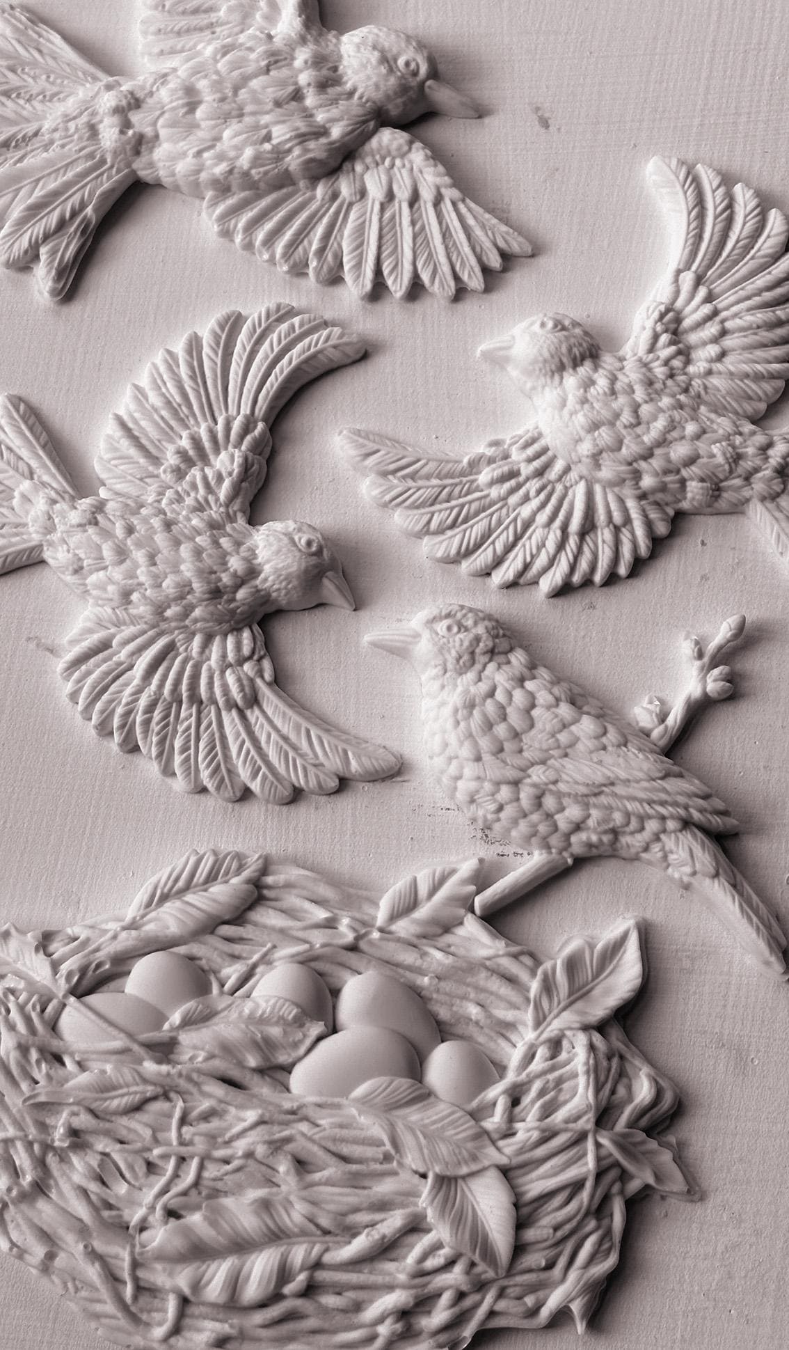 Sparrows Nest IOD décor mould 6 x 10 - by Iron Orchid Designs - New Release