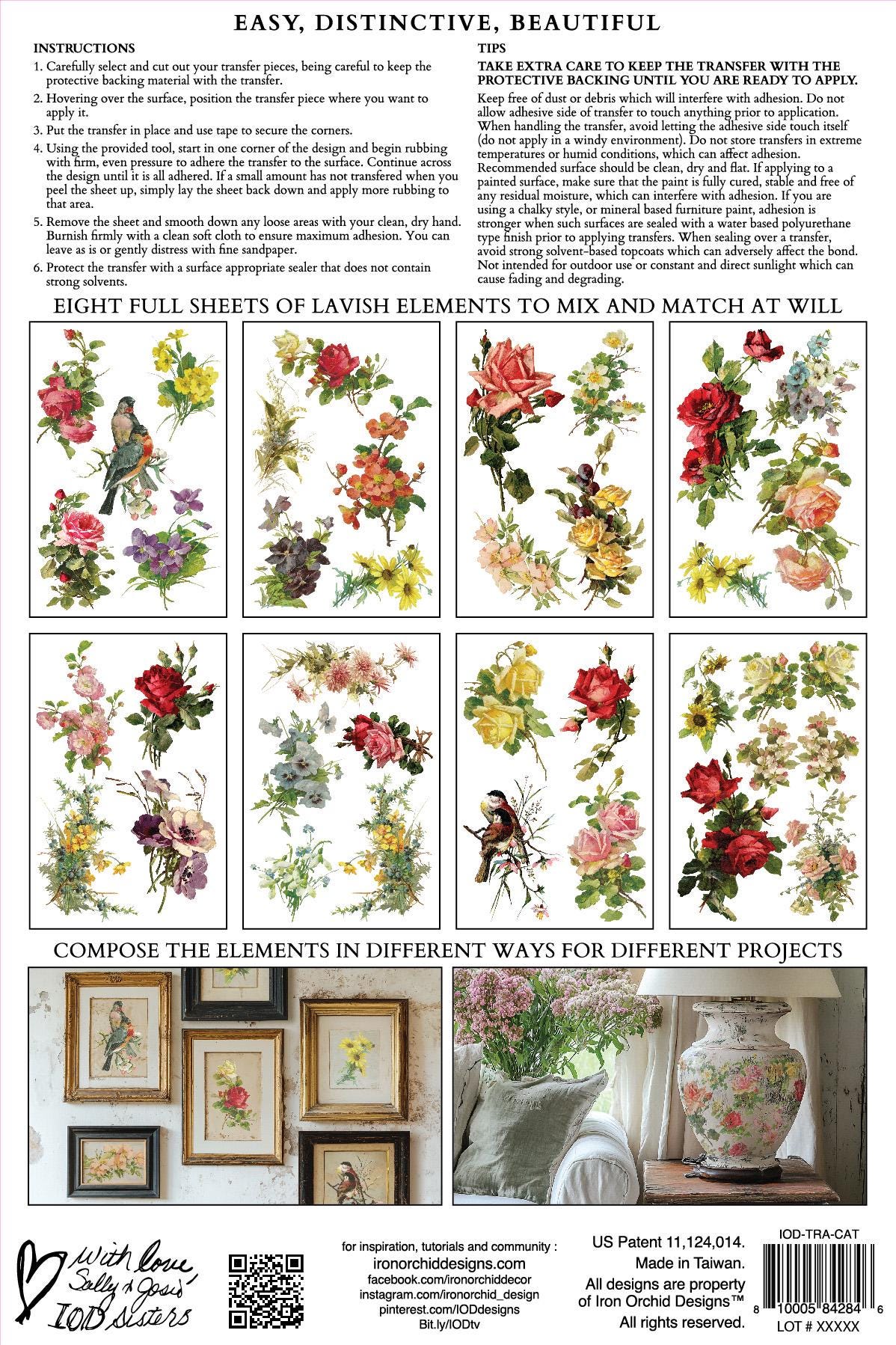 Catharina IOD Transfer Pad with (8) 8 x 12 Sheets by Iron Orchid Designs Rub-On Furniture Transfer Decal