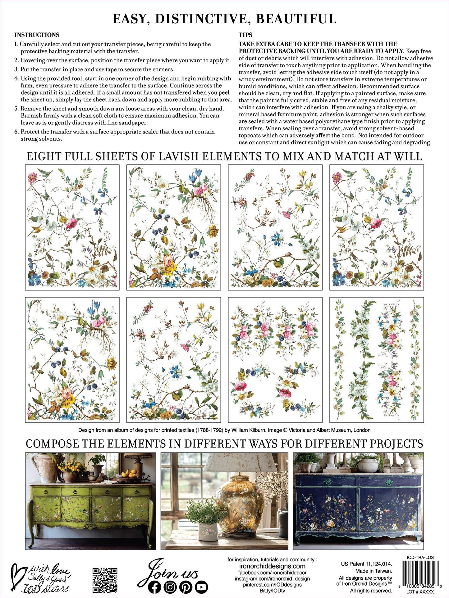 Lost Garden IOD Transfer Pad with (8) 12 X 16 Sheets by Iron Orchid Designs Rub-On Furniture Transfer Decal - New Release
