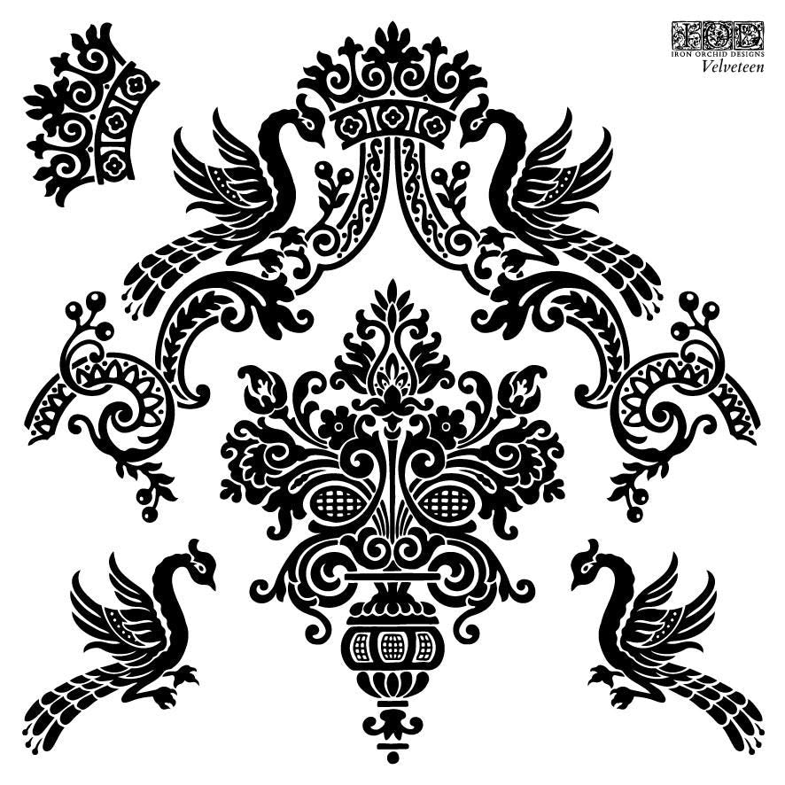 Velveteen 6 x 6  IOD stamp 4 sheets - by Iron Orchid Designs