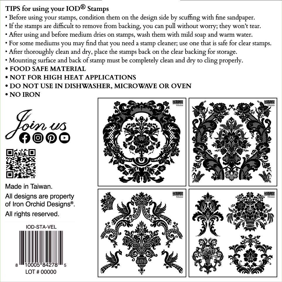 Velveteen 6 x 6  IOD stamp 4 sheets - by Iron Orchid Designs
