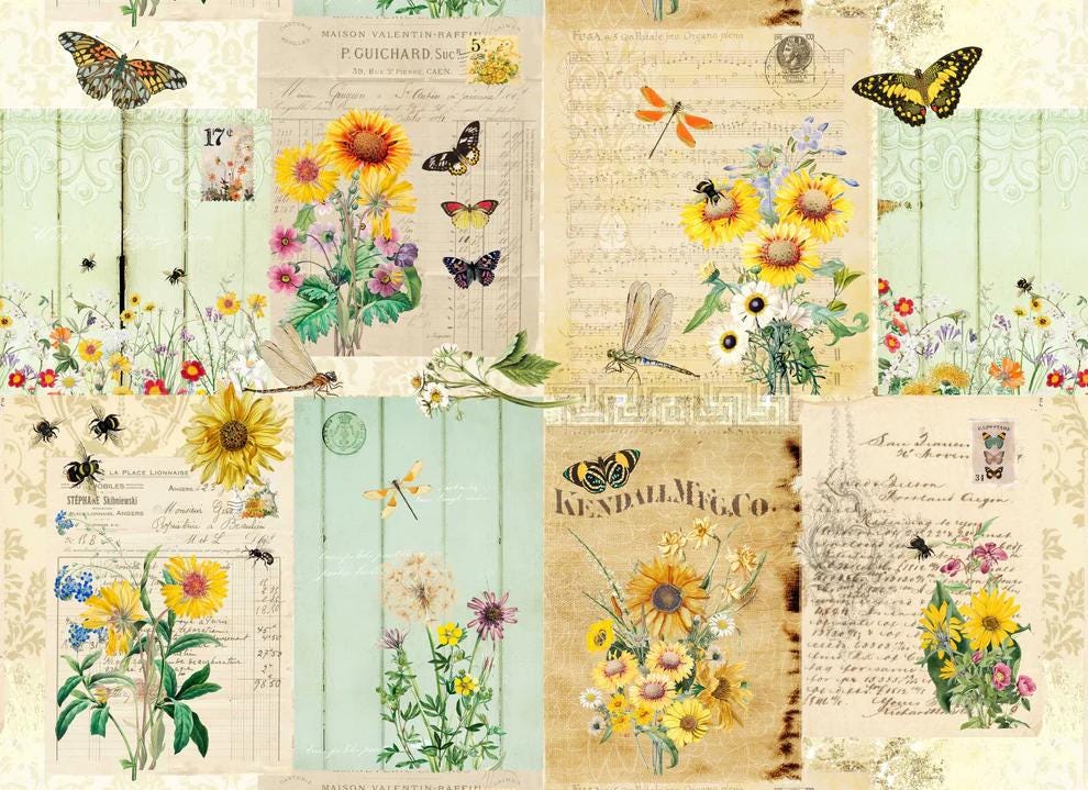 Roycycled Decoupage Paper | Botanical Masterboard 20" x 29" Sheet