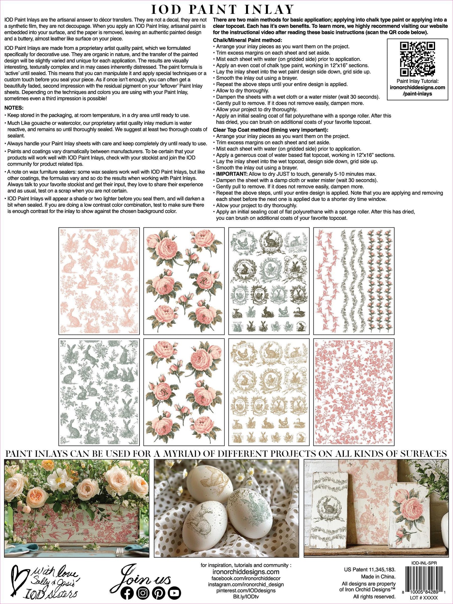 Spring Melody IOD Paint Inlay by Iron Orchid Design (8) 12 X 16 Sheets - Limited Release