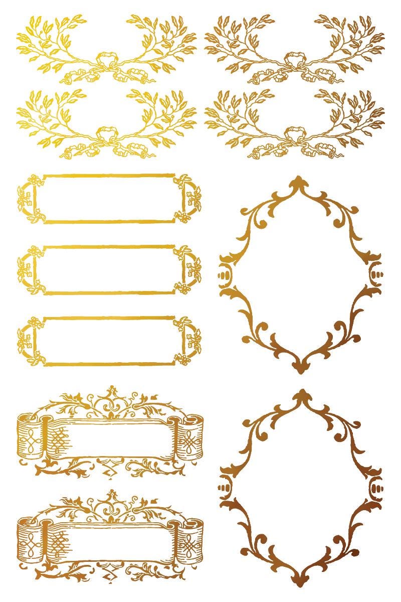 Petits Ornements IOD Gold Foil Transfer Pad with (8) 8 x 12 Sheets by Iron Orchid Designs Rub-On Furniture Transfer Decal