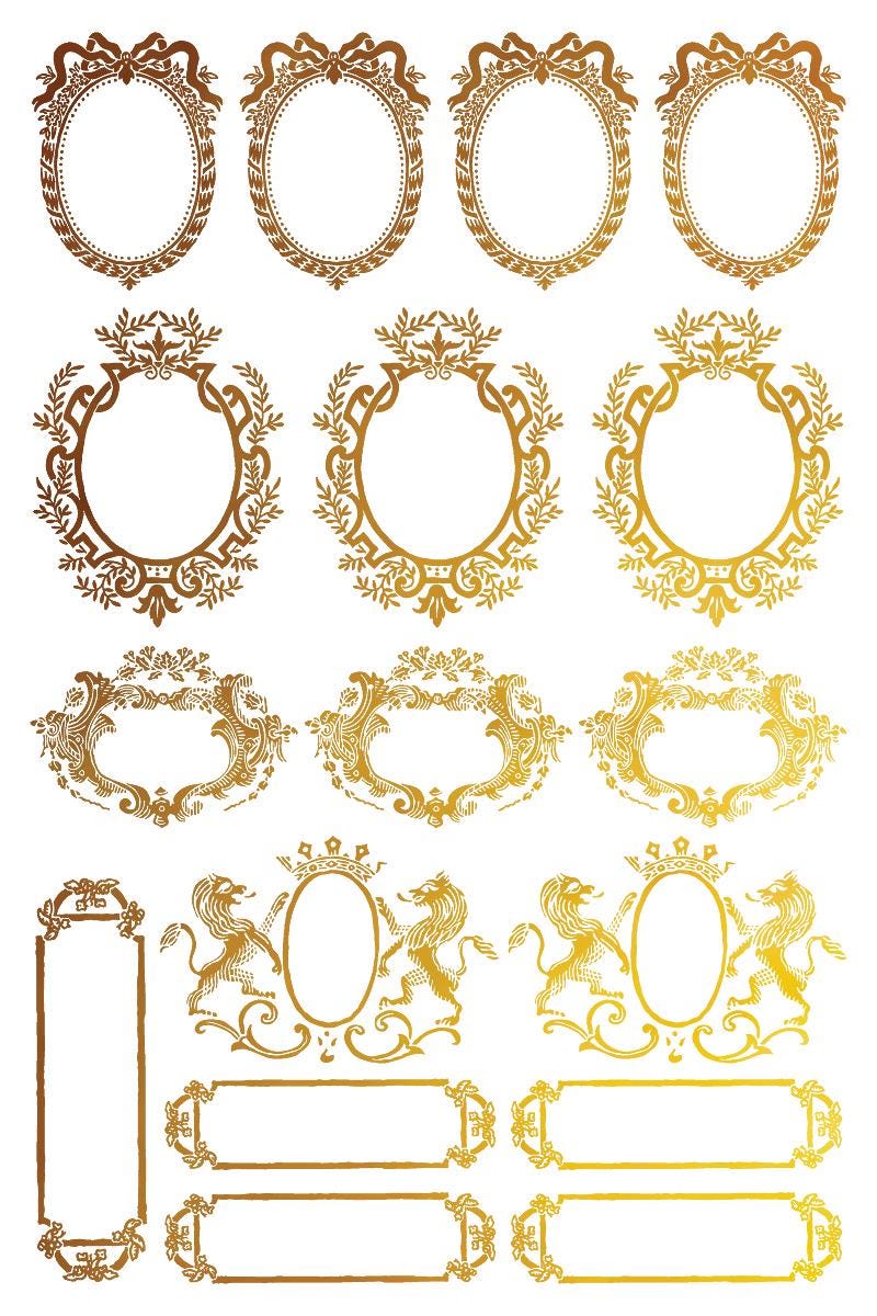 Petits Ornements IOD Gold Foil Transfer Pad with (8) 8 x 12 Sheets by Iron Orchid Designs Rub-On Furniture Transfer Decal
