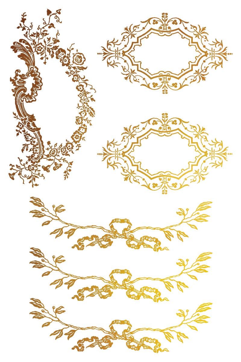 Petits Ornements IOD Gold Foil Transfer Pad with (8) 8 x 12 Sheets by Iron Orchid Designs Rub-On Furniture Transfer Decal