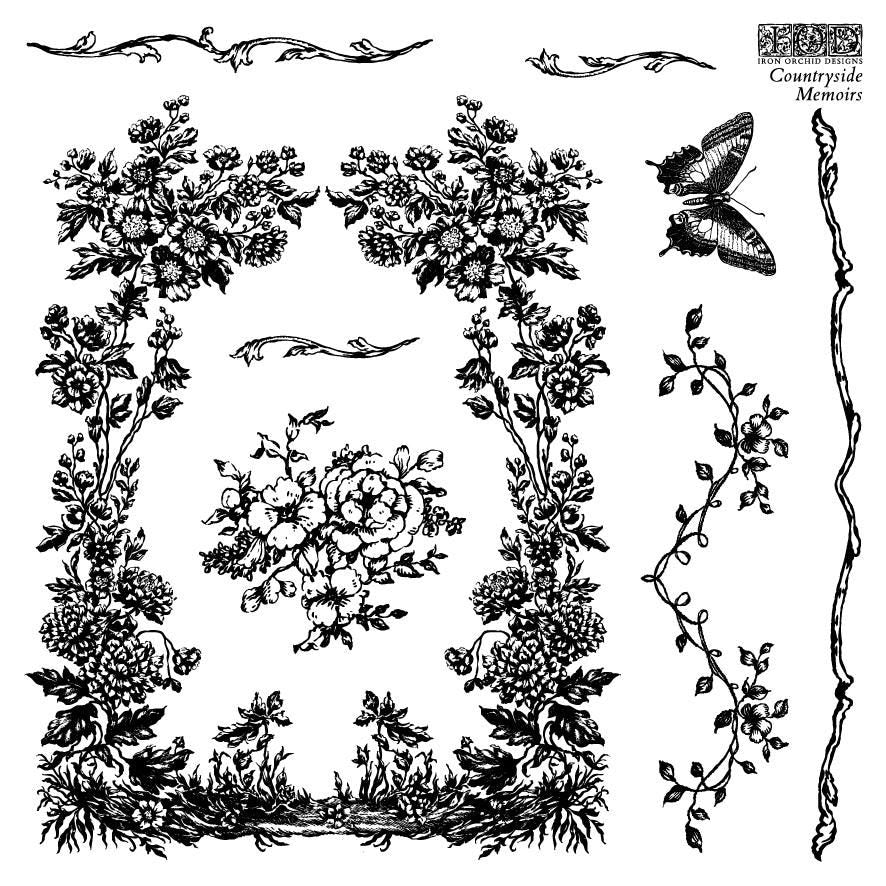 Countryside Memoirs 6 x 6  IOD stamp 4 sheets - by Iron Orchid Designs