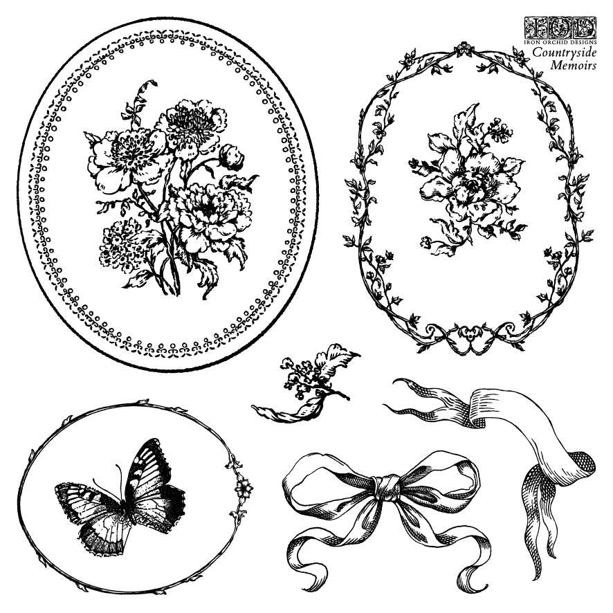 Countryside Memoirs 6 x 6  IOD stamp 4 sheets - by Iron Orchid Designs