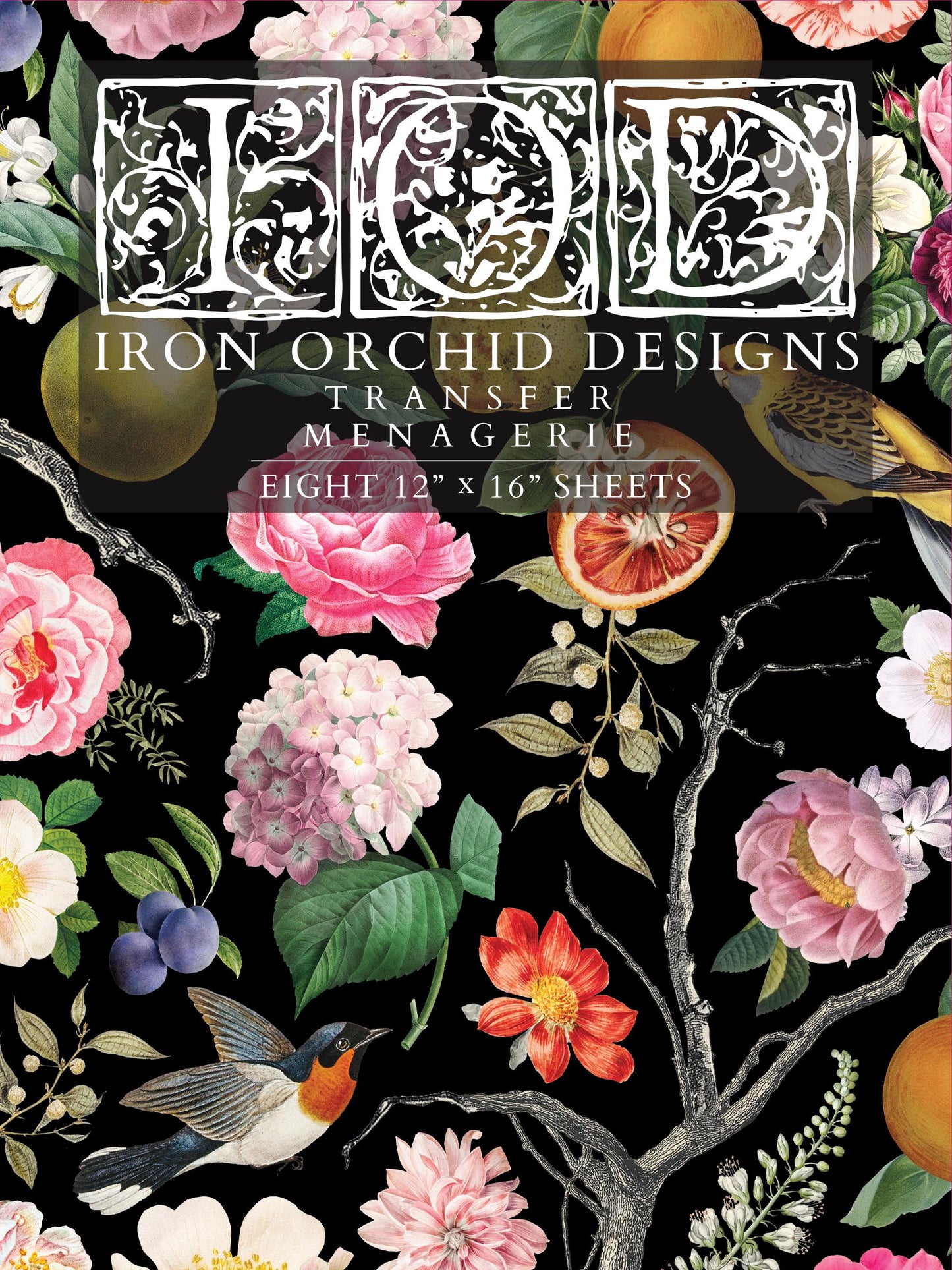 Menagerie IOD Transfer Pad with (8) 12 X 16 Sheets by Iron Orchid Designs Rub-On Furniture Transfer Decal