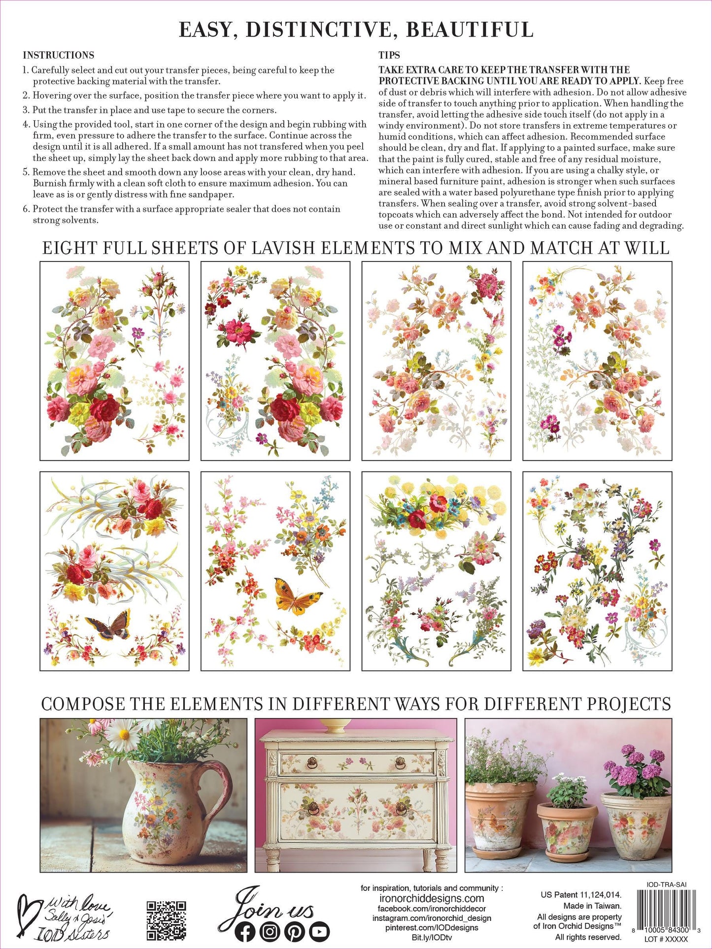 Saint Germain IOD Transfer Pad with (8) 12 X 16 Sheets by Iron Orchid Designs Rub-On Furniture Transfer Decal