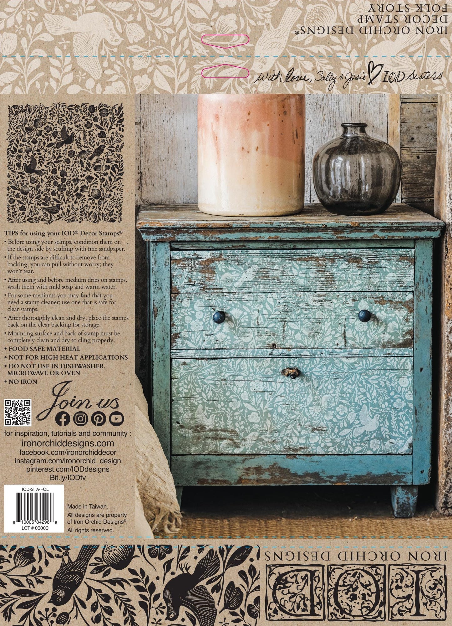 Folk Story 12 x 12 IOD stamp - by Iron Orchid Designs